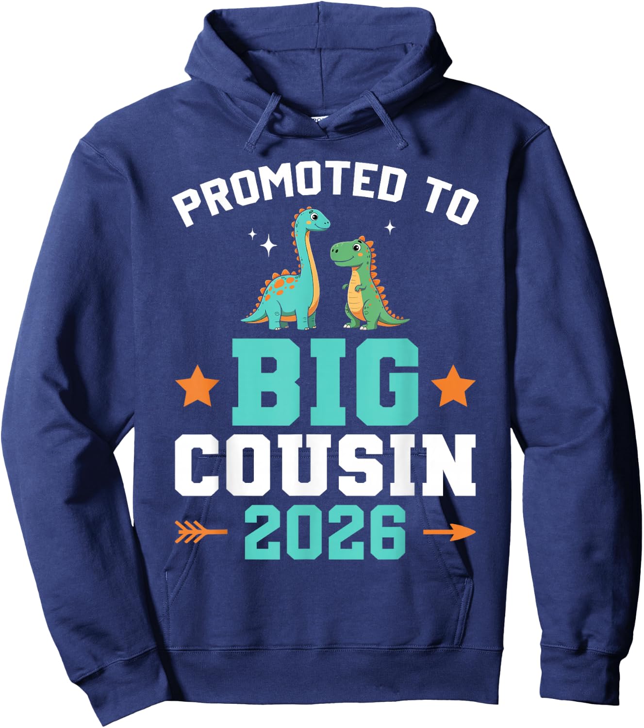 Kids Promoted to Big Cousin 2026 Dinosaur New Baby Shower Hoodie - Hoodie | Navy