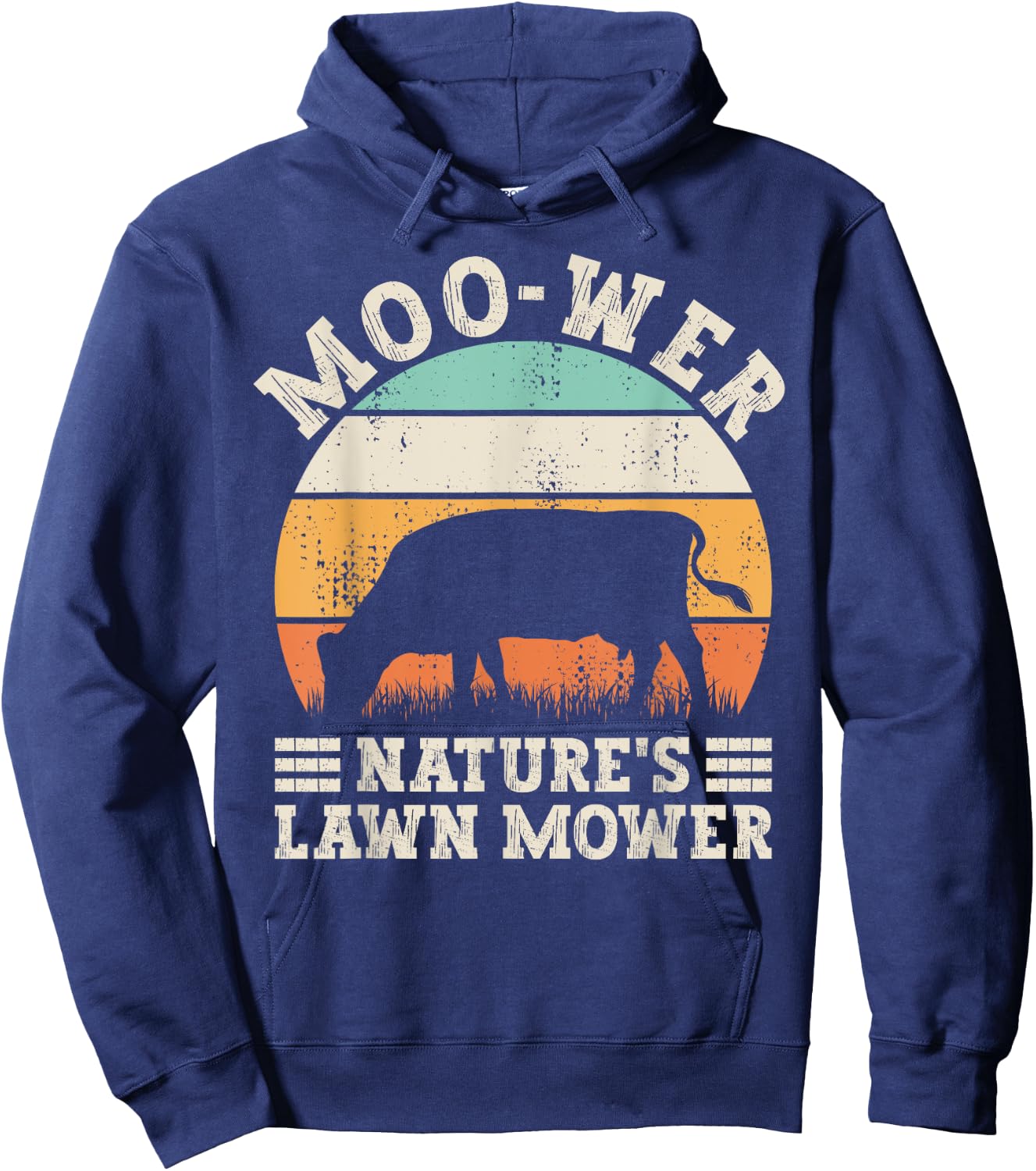 Vintage Moo - Wer Outfit Men Women Boys Girls Kids Funny Cow Hoodie - Hoodie | Navy