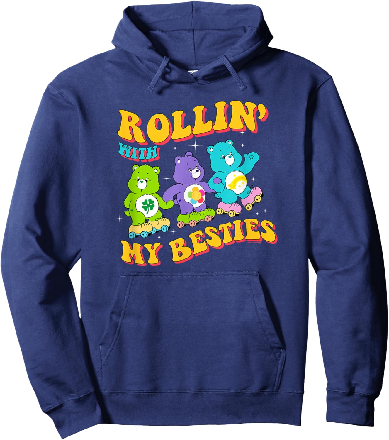 Care Bears Rollin' With My Besties Vintage Skating Trio Hoodie - Hoodie | Navy