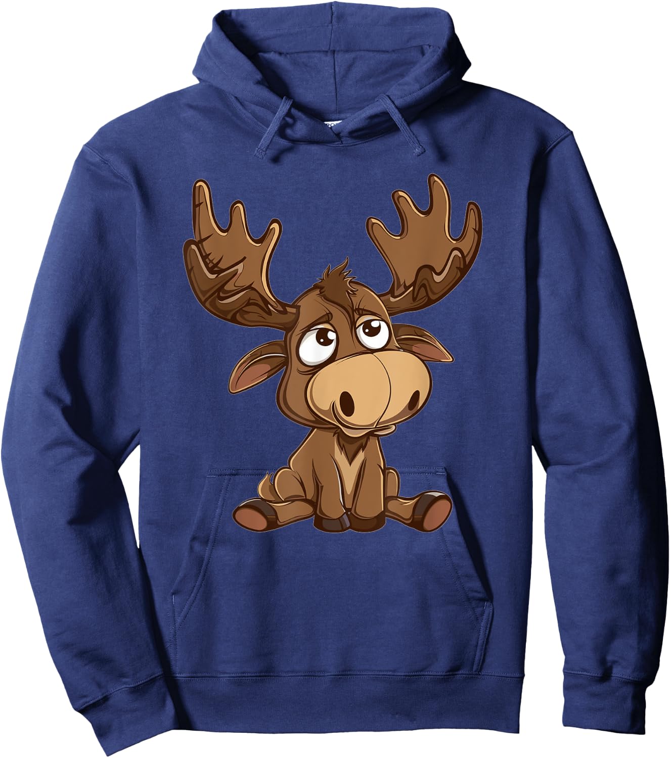 Cute Moose I Cartoon Moose Hoodie - Hoodie | Navy