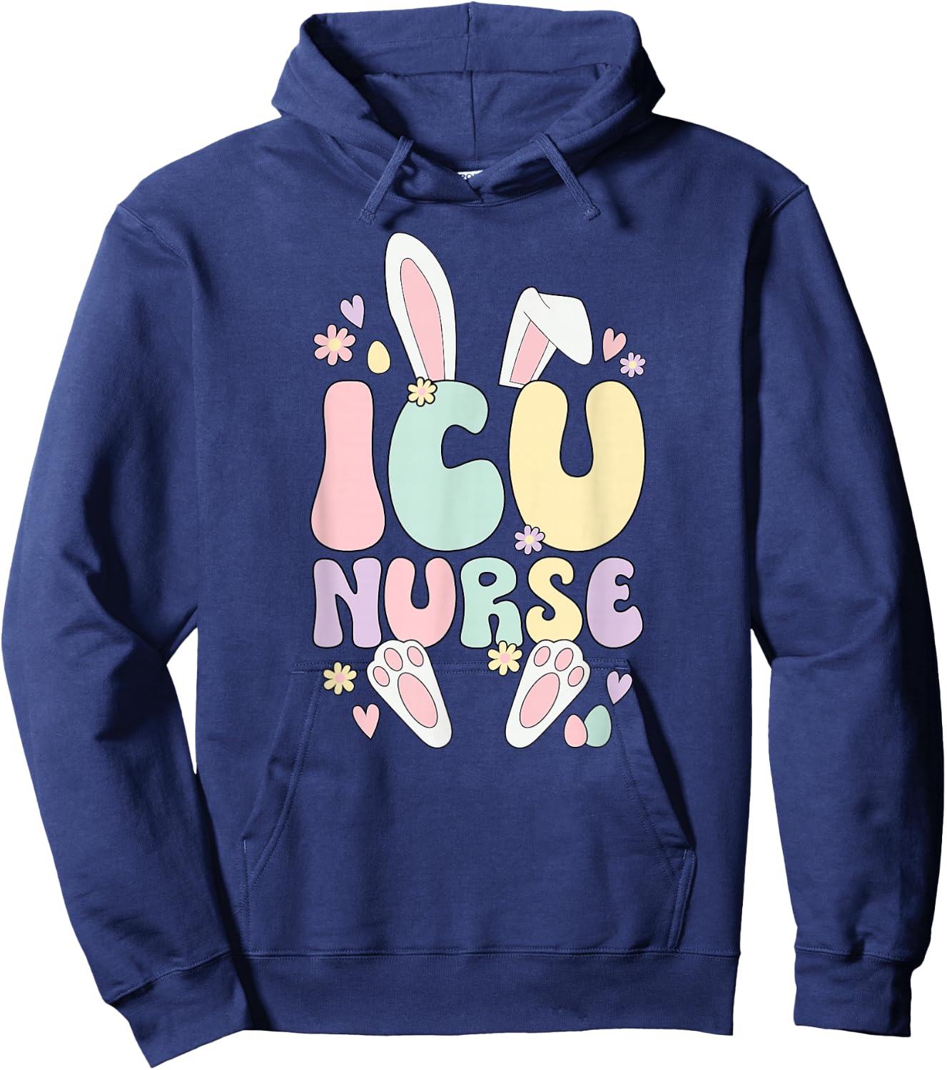 ICU Nurse Easter Bunny Intensive Care Unit Nurse Easter Day Hoodie - Hoodie | Navy