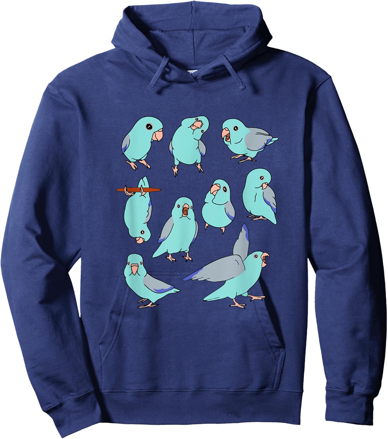 Cute Blue Fallow Parrotlet Pattern Pacific Parrot Doodle Hoodie - Hoodie | Navy