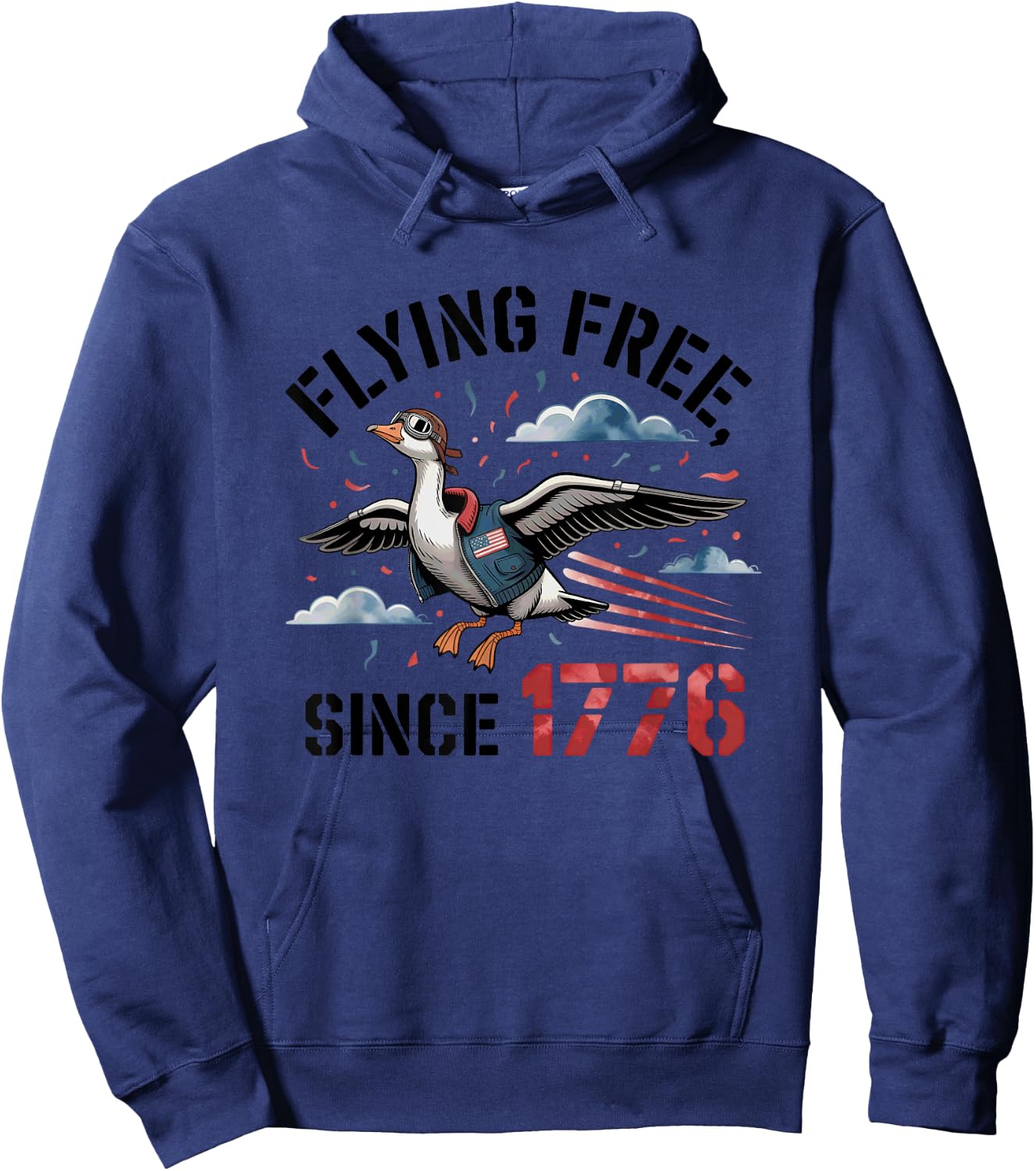 1776 Patriotic Goose Aviator Artwork Hoodie - Hoodie | Navy