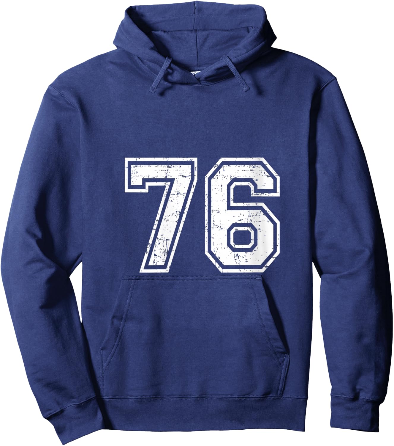 Women's 76 Number Seventy-Six Team Sports Grunge Varsity Matching V-Neck Hoodie - Hoodie | Navy