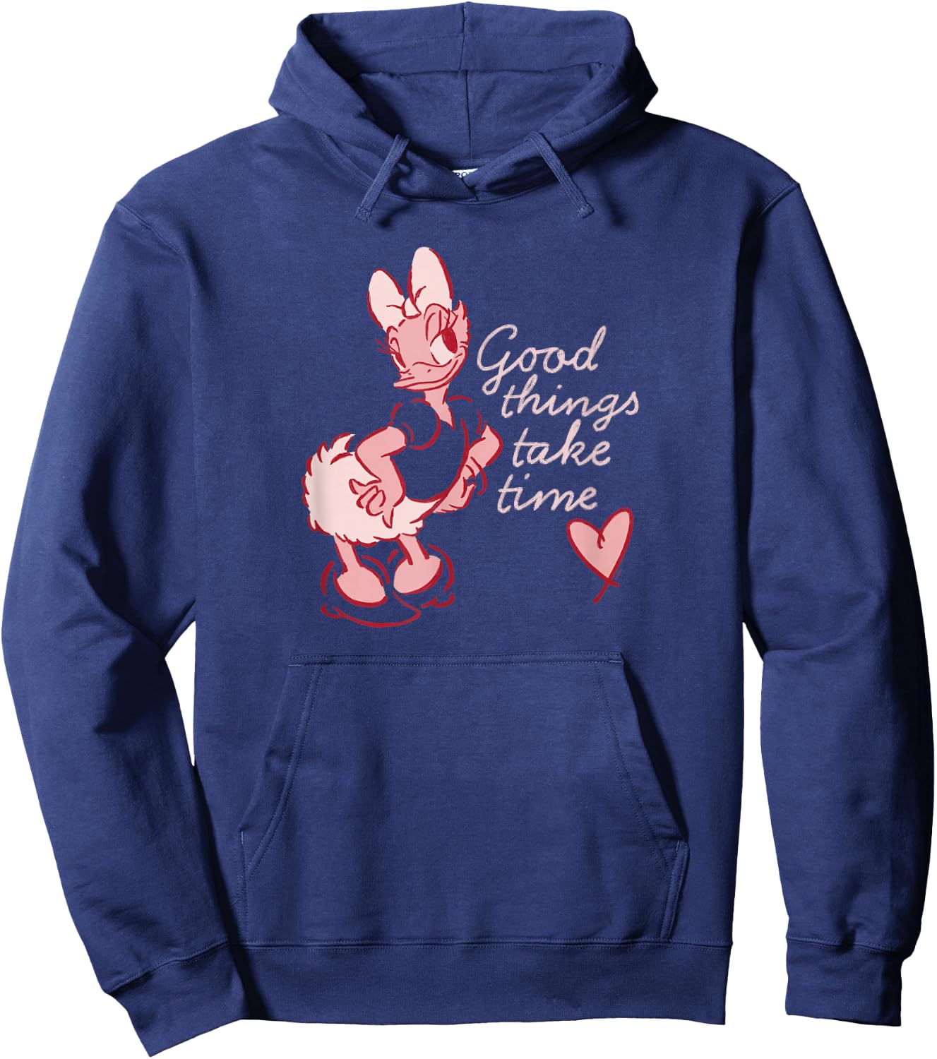 Disney Daisy Duck Retro Vintage Heart Good Things Take Time Hoodie - Hoodie | Navy