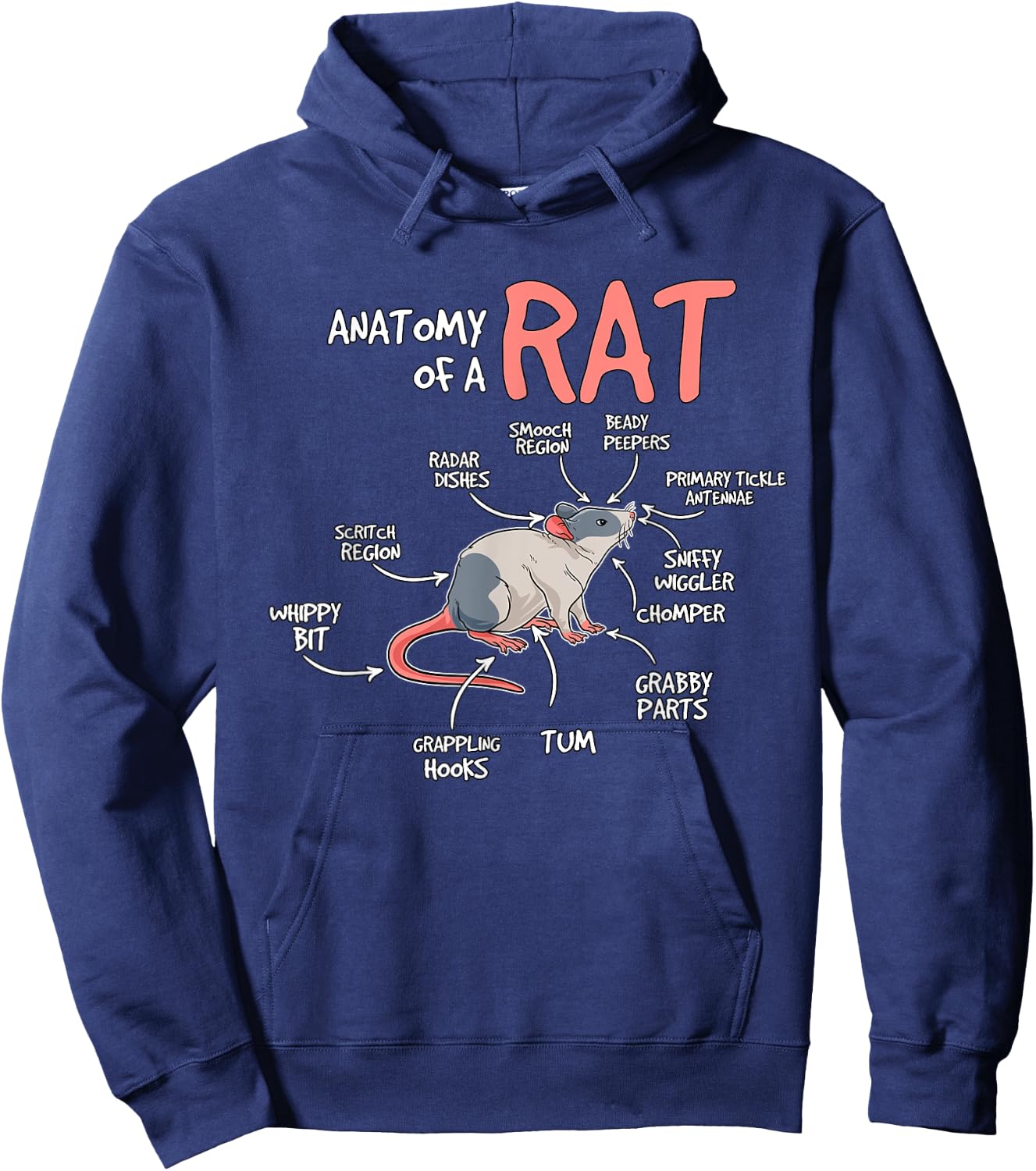Kids Rat Gift Rat Stuff Anatomy Of A Rat Hoodie - Hoodie | Navy