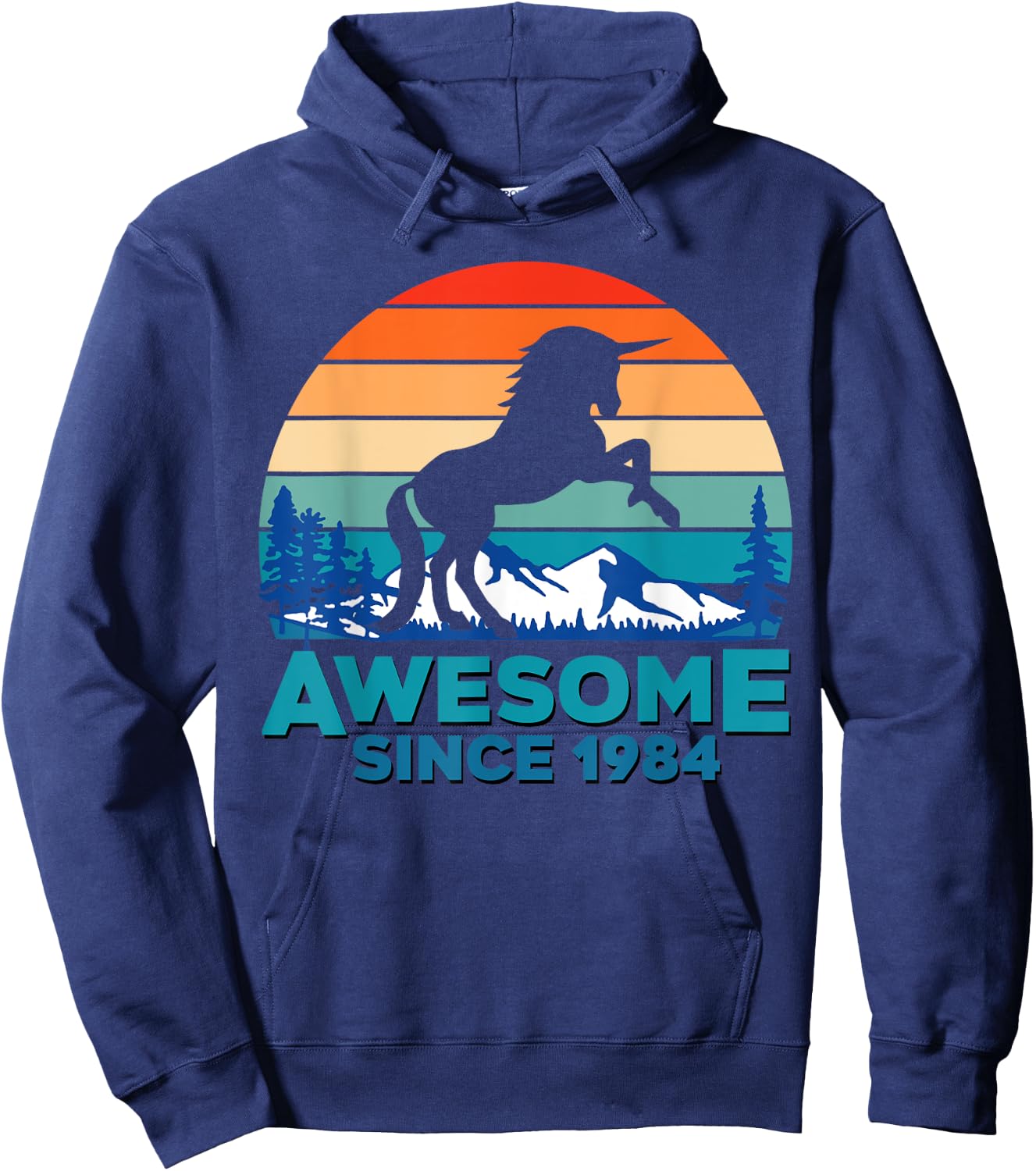 Unicorn Awesome Since 1984 Shirt 37th Birthday 37 Years Old Hoodie - Hoodie | Navy