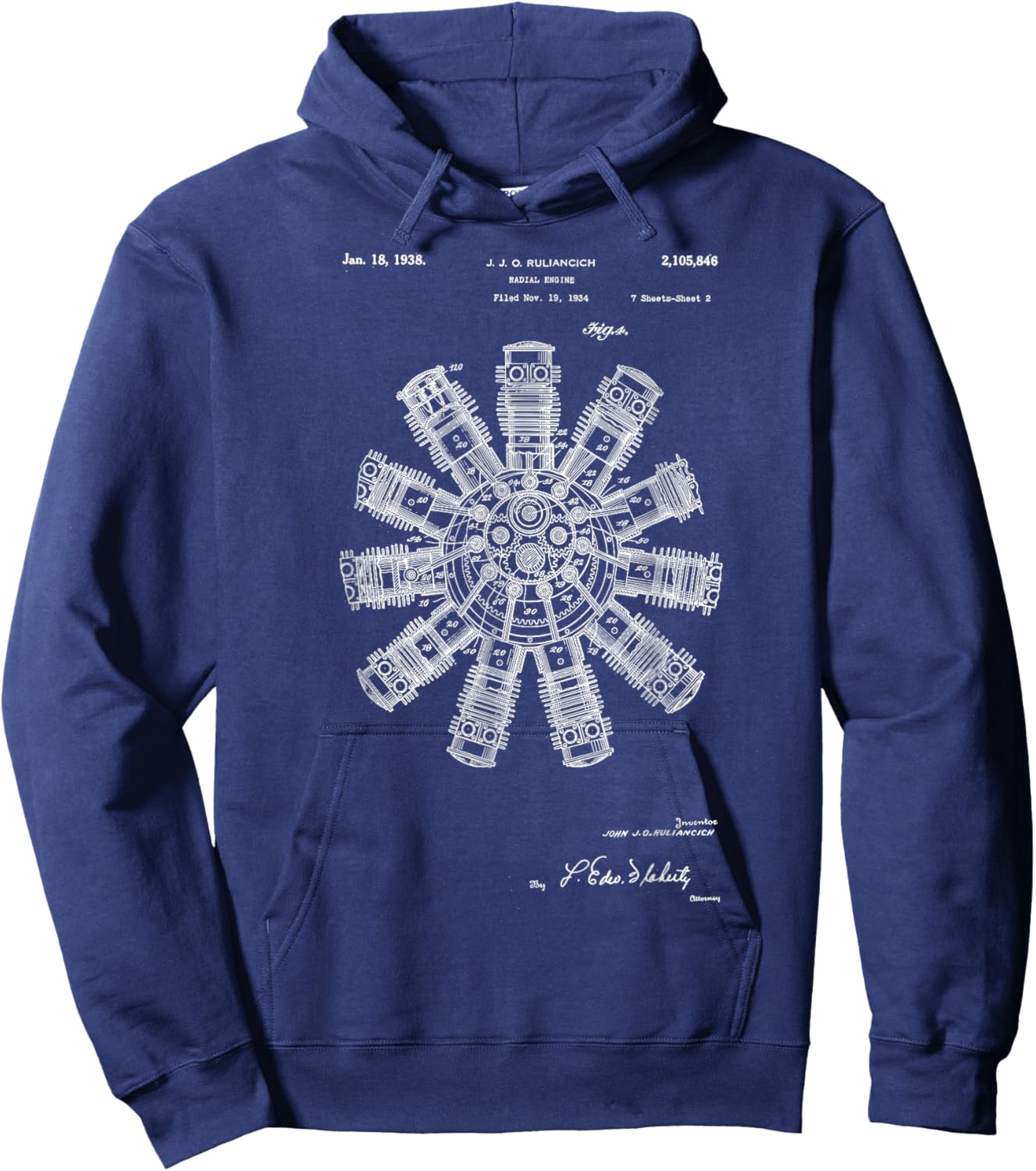 Aircraft Radial Engine Hoodie - Hoodie | Navy