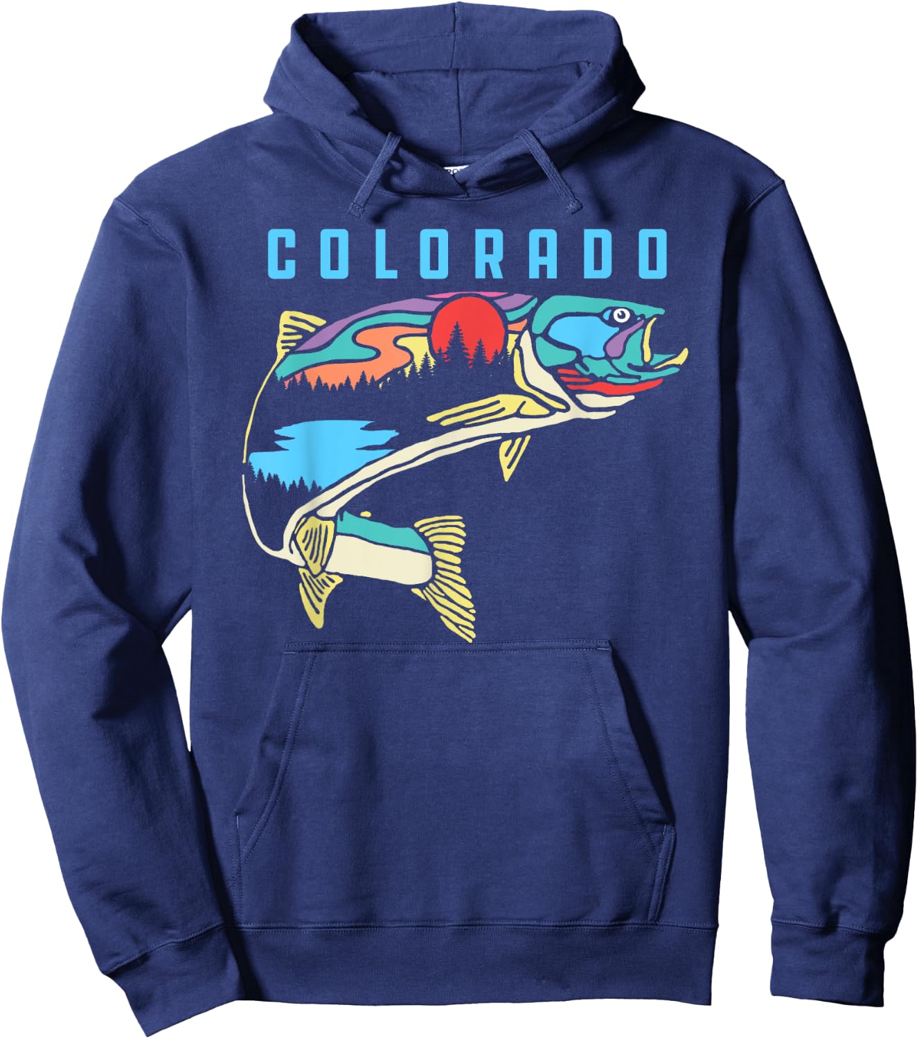 Colorado Trout Illustration Fishing Graphic Design Hoodie - Hoodie | Navy