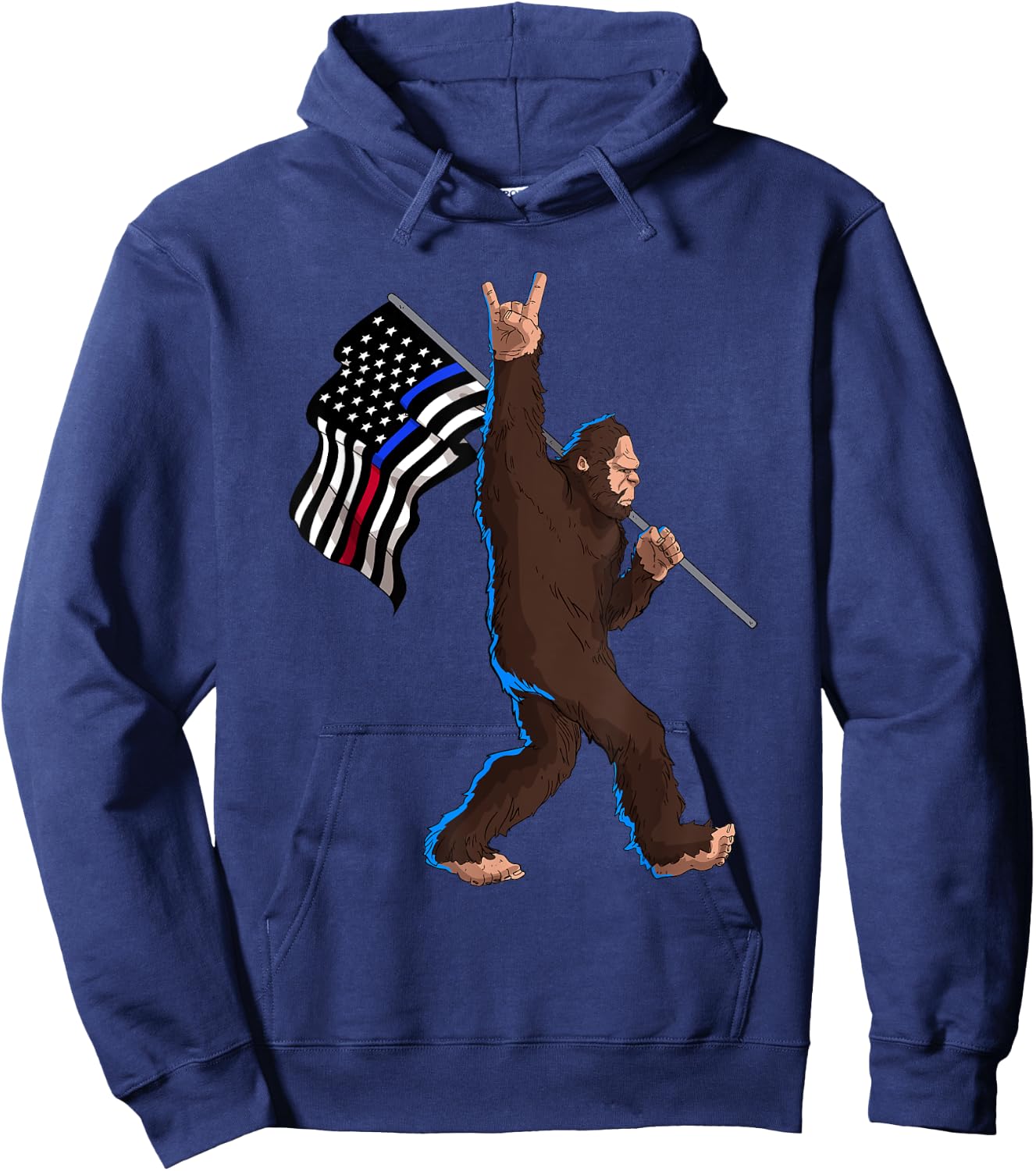 Police Fire First Responder Flag for Bigfoot Rock and Roll Hoodie - Hoodie | Navy