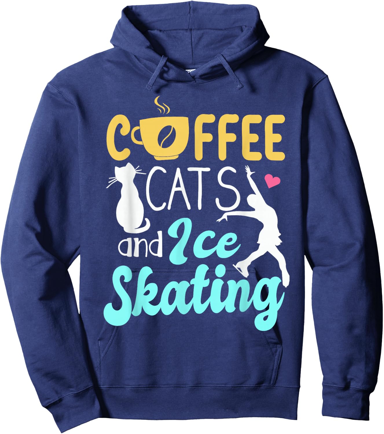 Ice Skating Skater Figure Skating Sport Cat Coffee Lover Hoodie - Hoodie | Navy