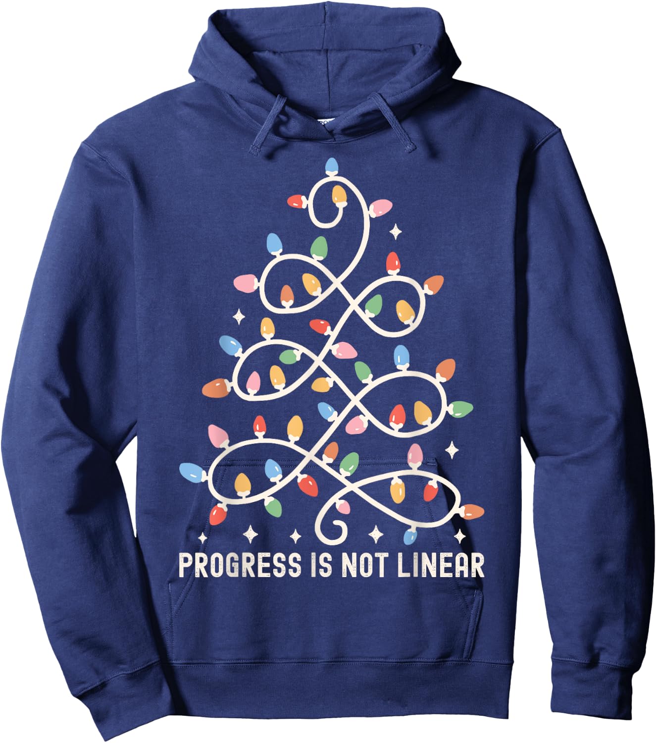 Progress Is Not Linear | Special Ed Teacher Christmas Lights Hoodie - Hoodie | Navy