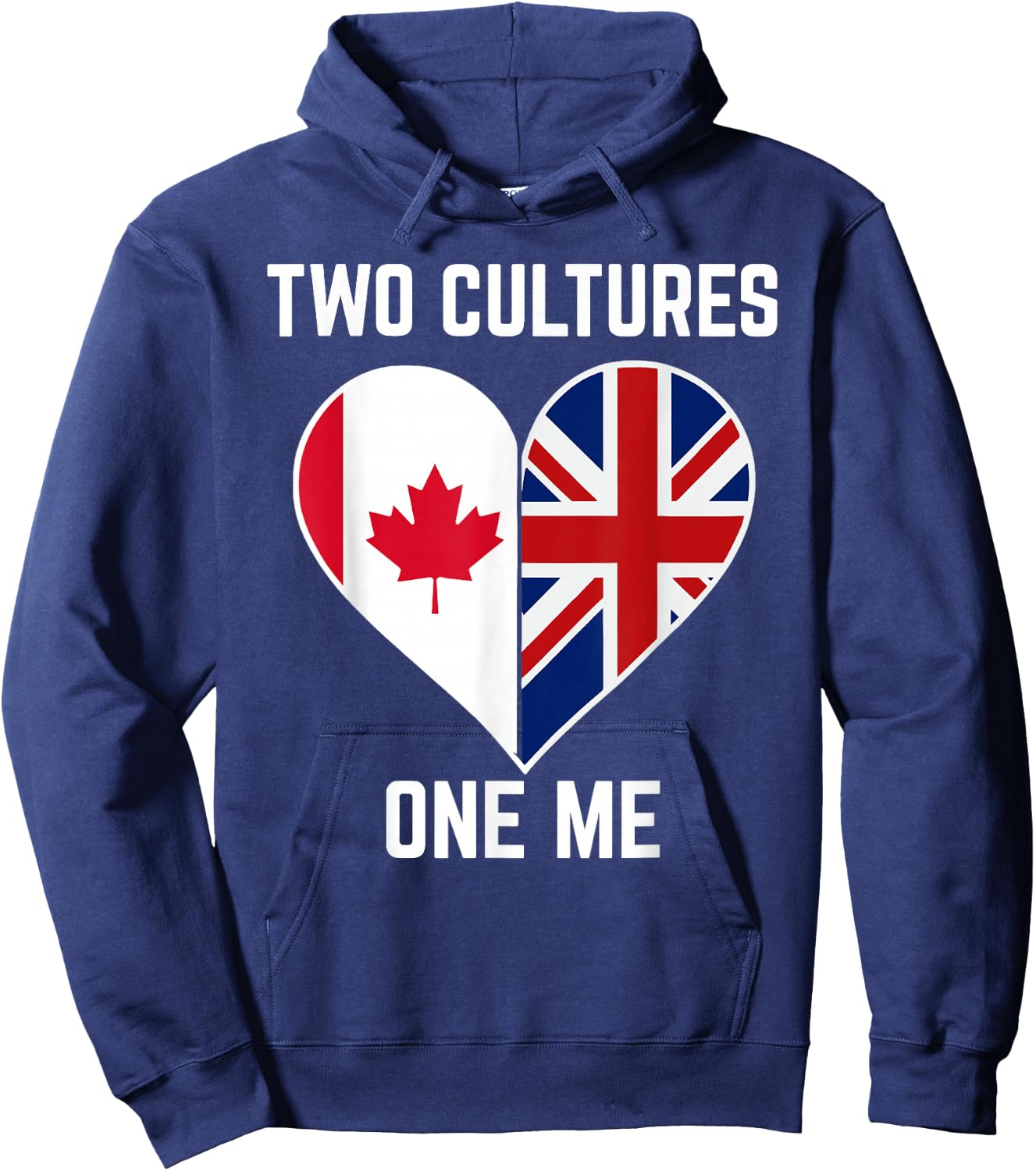 Half Canadian Half British Heart Canada Union Jack Flag UK Hoodie - Hoodie | Navy