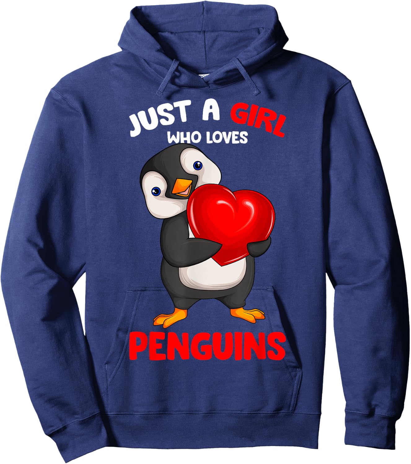 Just a Girl who loves Penguins Kids Girls Penguin Hoodie - Hoodie | Navy