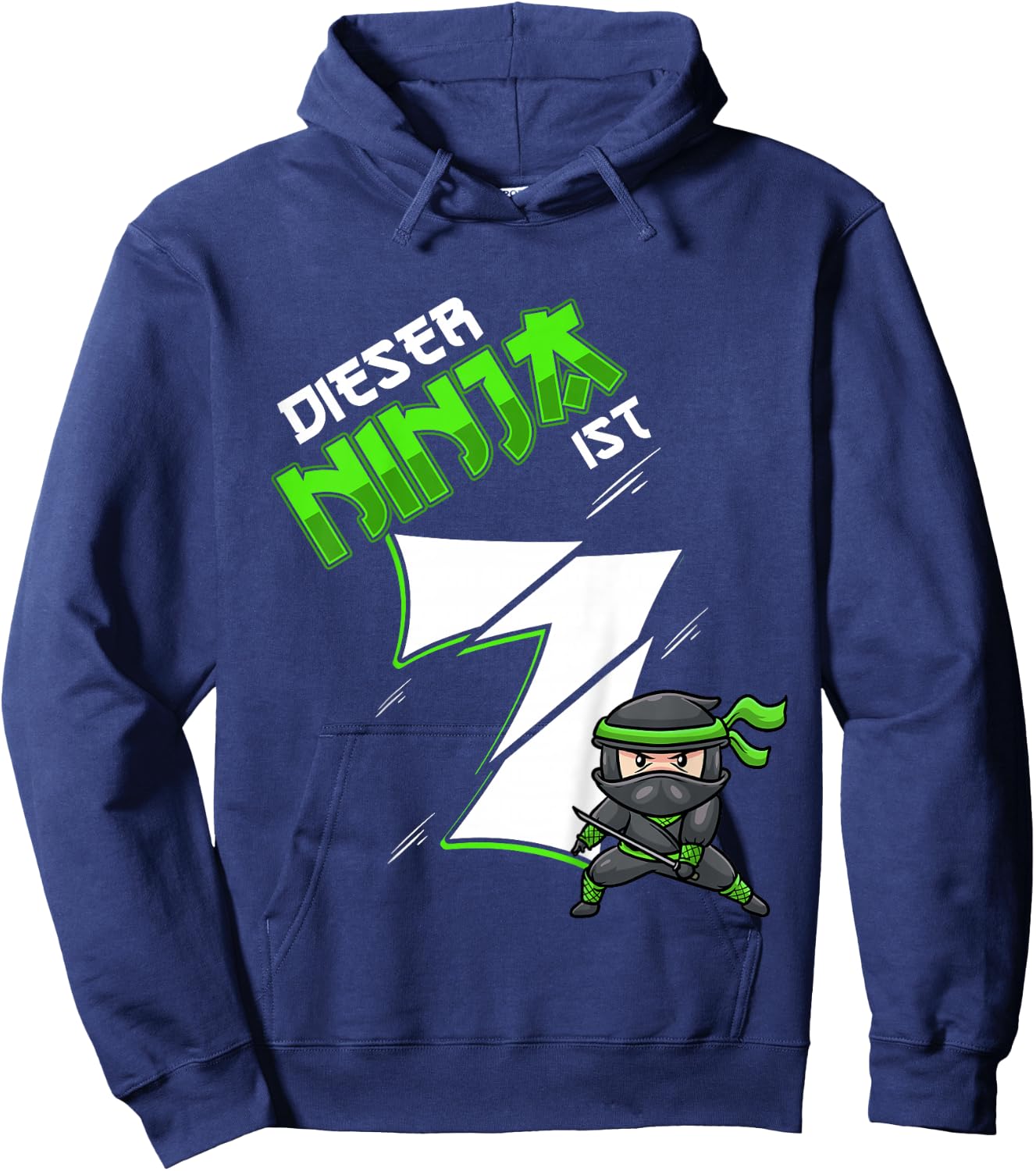 Children's Seventh Birthday Boy 7 Years Old 7 Year Old Ninja , black Hoodie - Hoodie | Navy