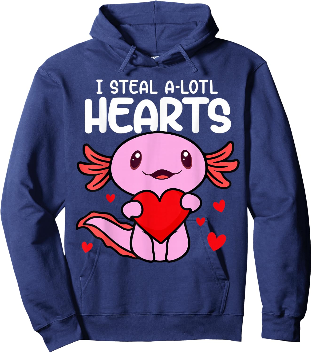 Valentines Day I Steal A-lotl Hearts Axolotl Love Boys Kids Hoodie - Hoodie | Navy