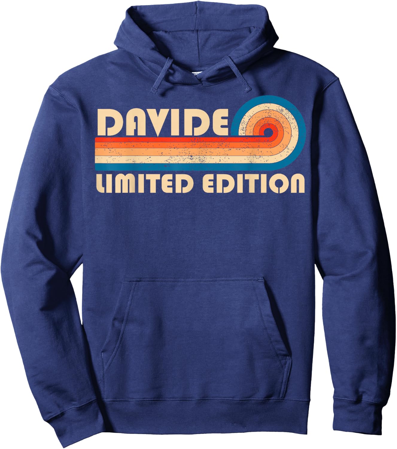 DAVIDE Retro 70s 80s Sunset Stripe Hoodie - Hoodie | Navy