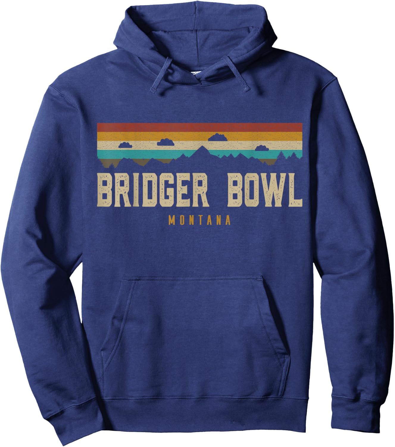 Bridger Bowl Vintage Mountains Hiking Camping Montana Retro Hoodie - Hoodie | Navy
