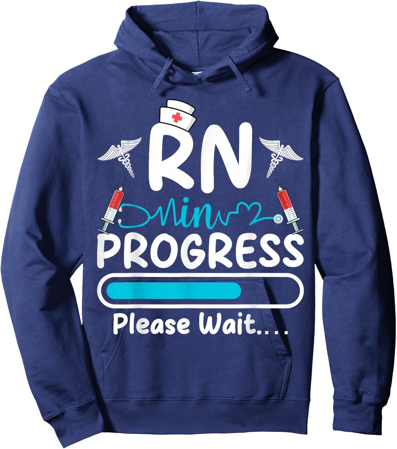 RN In Progress Loading Funny Future Nurse Graduation Lover Hoodie - Hoodie | Navy