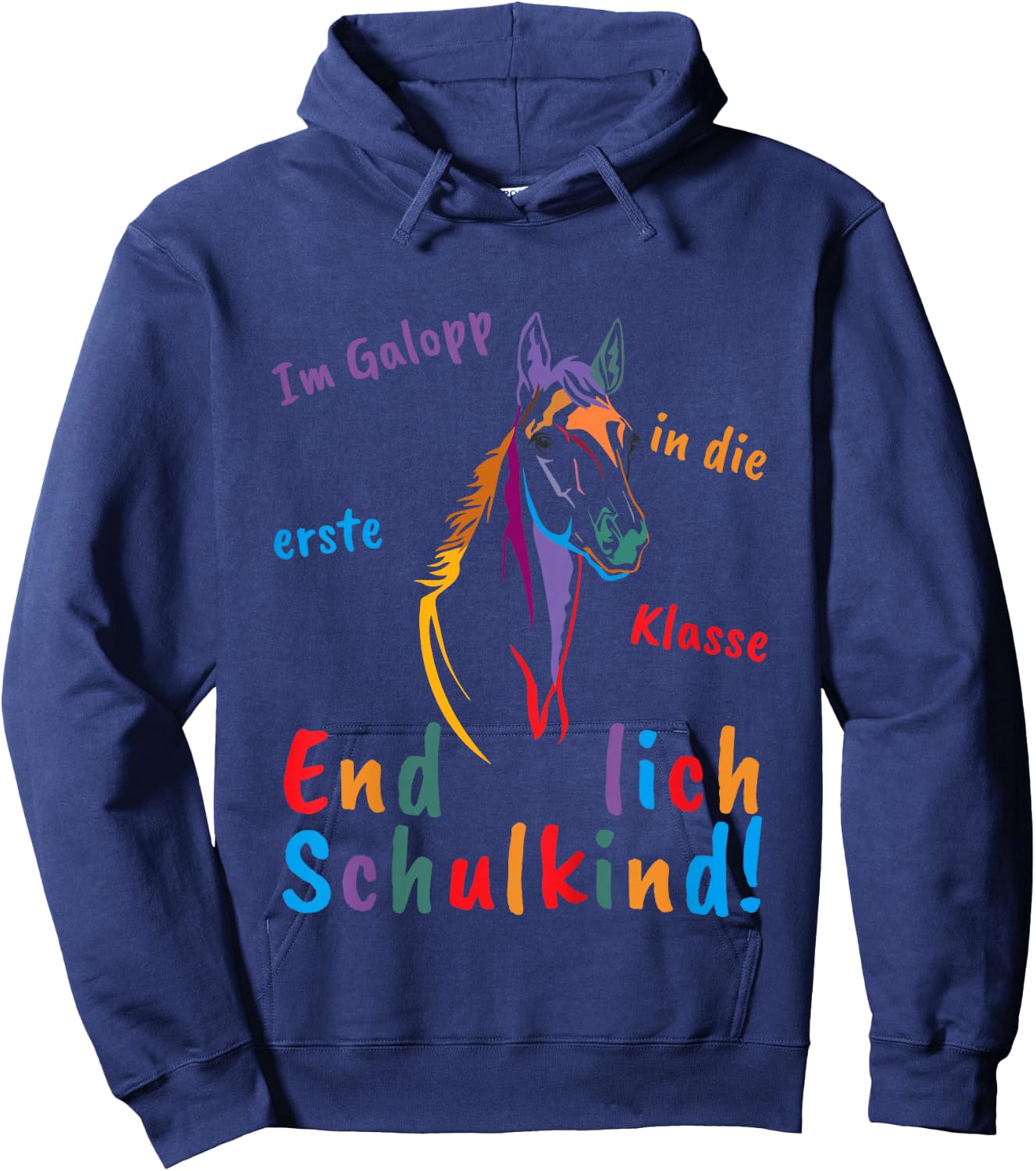 Kinder Schultüte Pferd Einschulung Mädchen Outfit Schulkind 2024 Hoodie - Hoodie | Navy