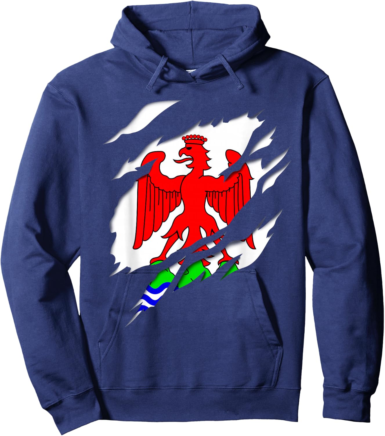 Nice Nice Flag Crest Ripped 3D Effect France , Black, S Hoodie - Hoodie | Navy