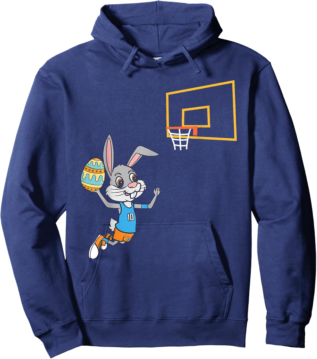 Funny Easter Egg Bunny Dunk Basketball Game Easter Kids Boys Hoodie - Hoodie | Navy