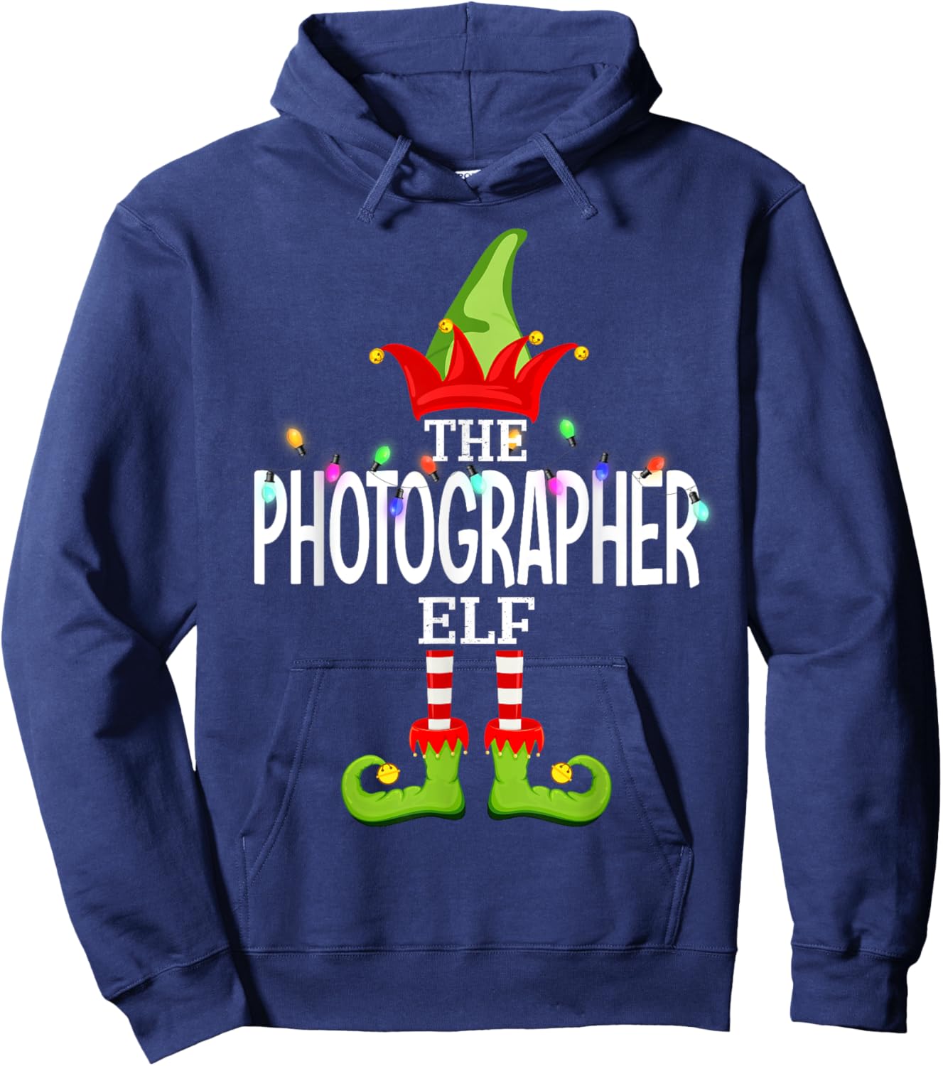 The Photographer Elf Christmas Matching Pajamas Hoodie - Hoodie | Navy