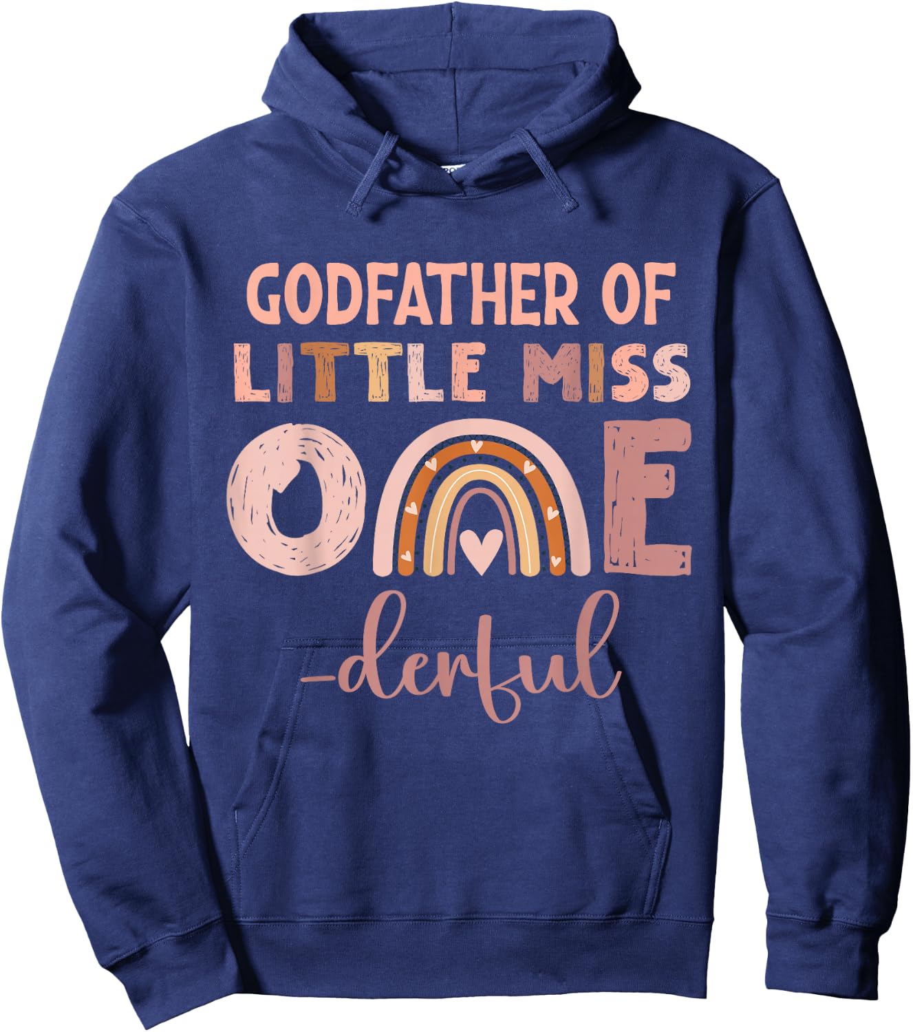 Boho Godfather of Miss Onederful 1st Birthday Girl Cute Hoodie - Hoodie | Navy