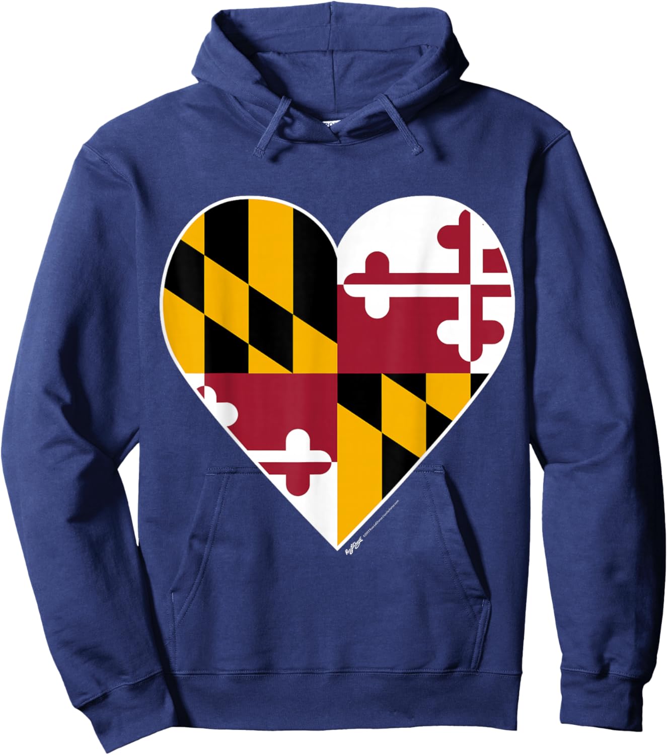 Heart Maryland State Flag Design Hoodie - Hoodie | Navy