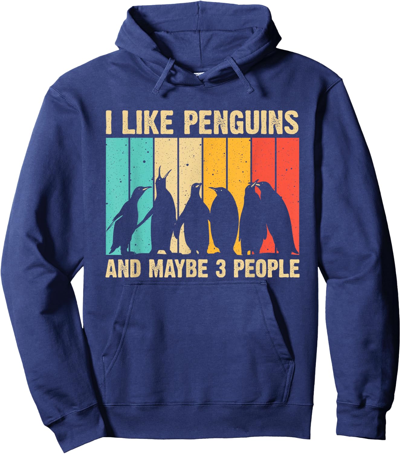 Cute Penguin Design Women Kids Retro Penguin Lover Hoodie - Hoodie | Navy
