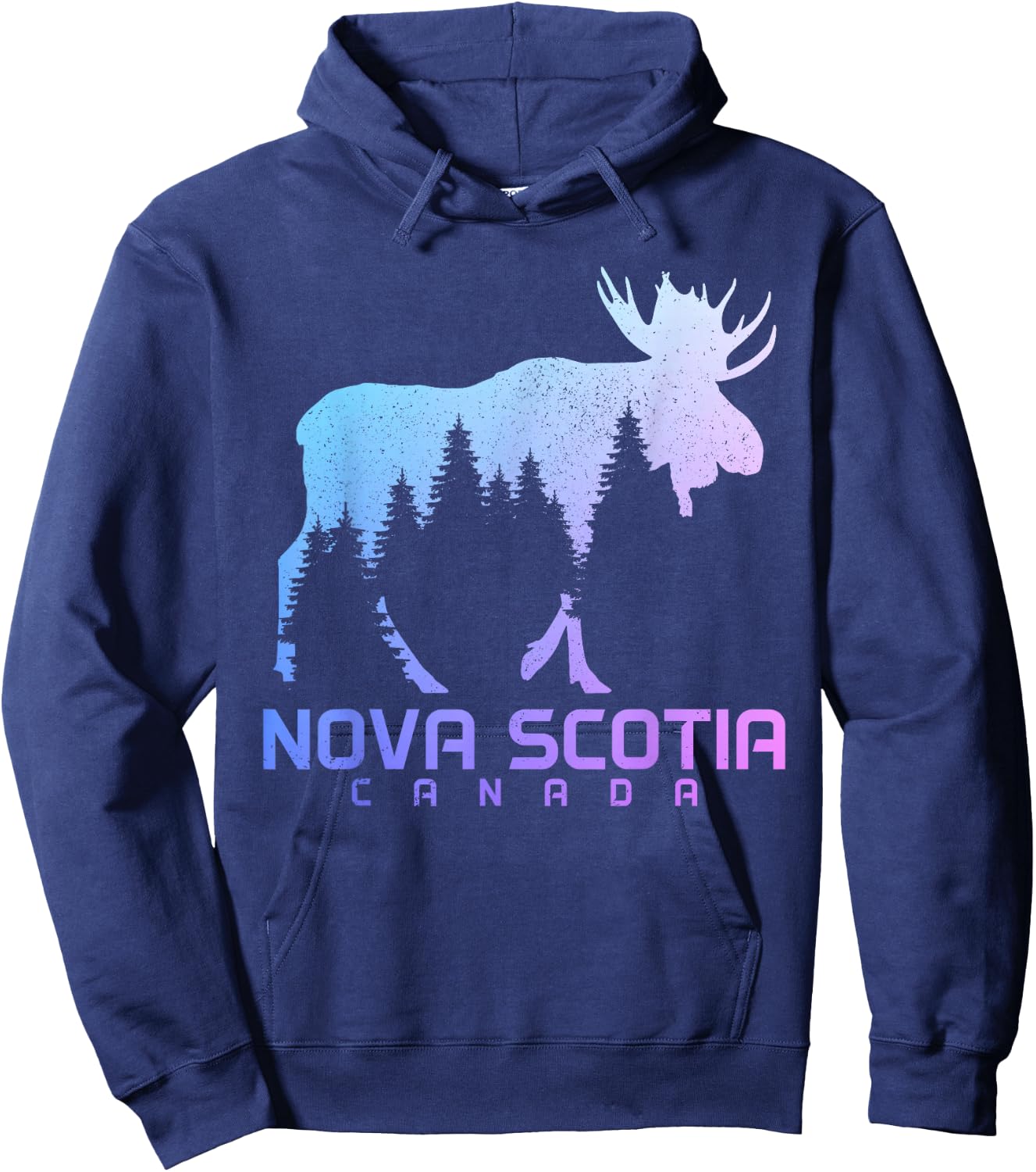 Nova Scotia Canada Vintage Moose Souvenir Hoodie - Hoodie | Navy