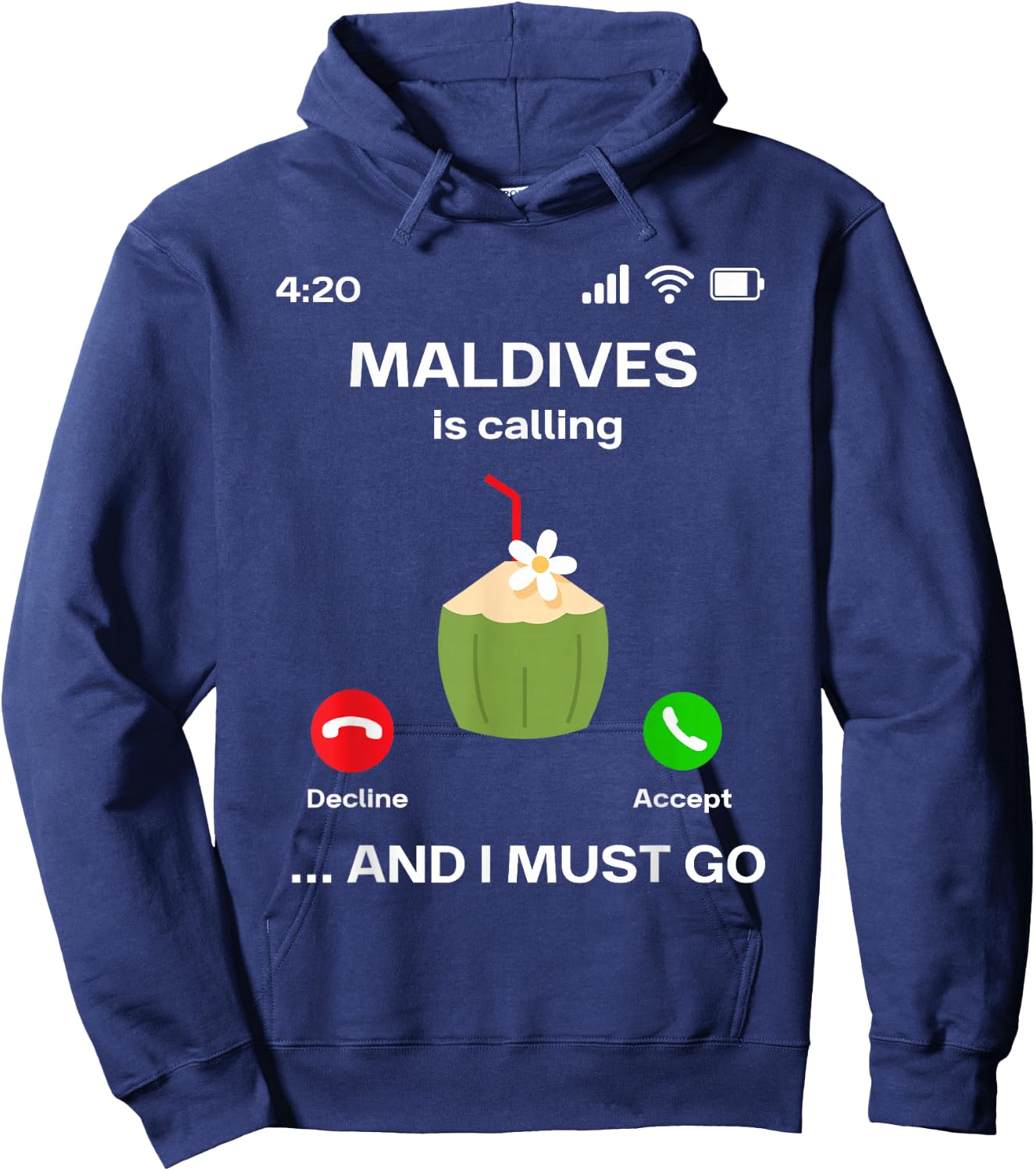 with German Text "Die Maldiven Rufen und ich muss Urlaub machen Maldives", black Hoodie - Hoodie | Navy