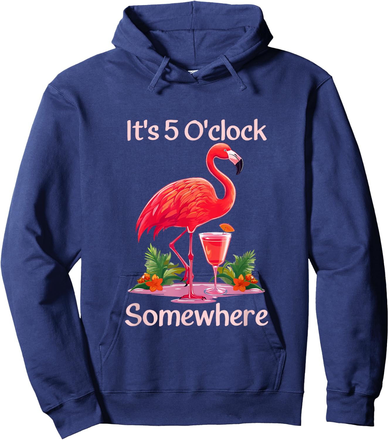 Flamingo Sipping Margarita Cocktail Tequila Alcoholic Drinks Hoodie - Hoodie | Navy