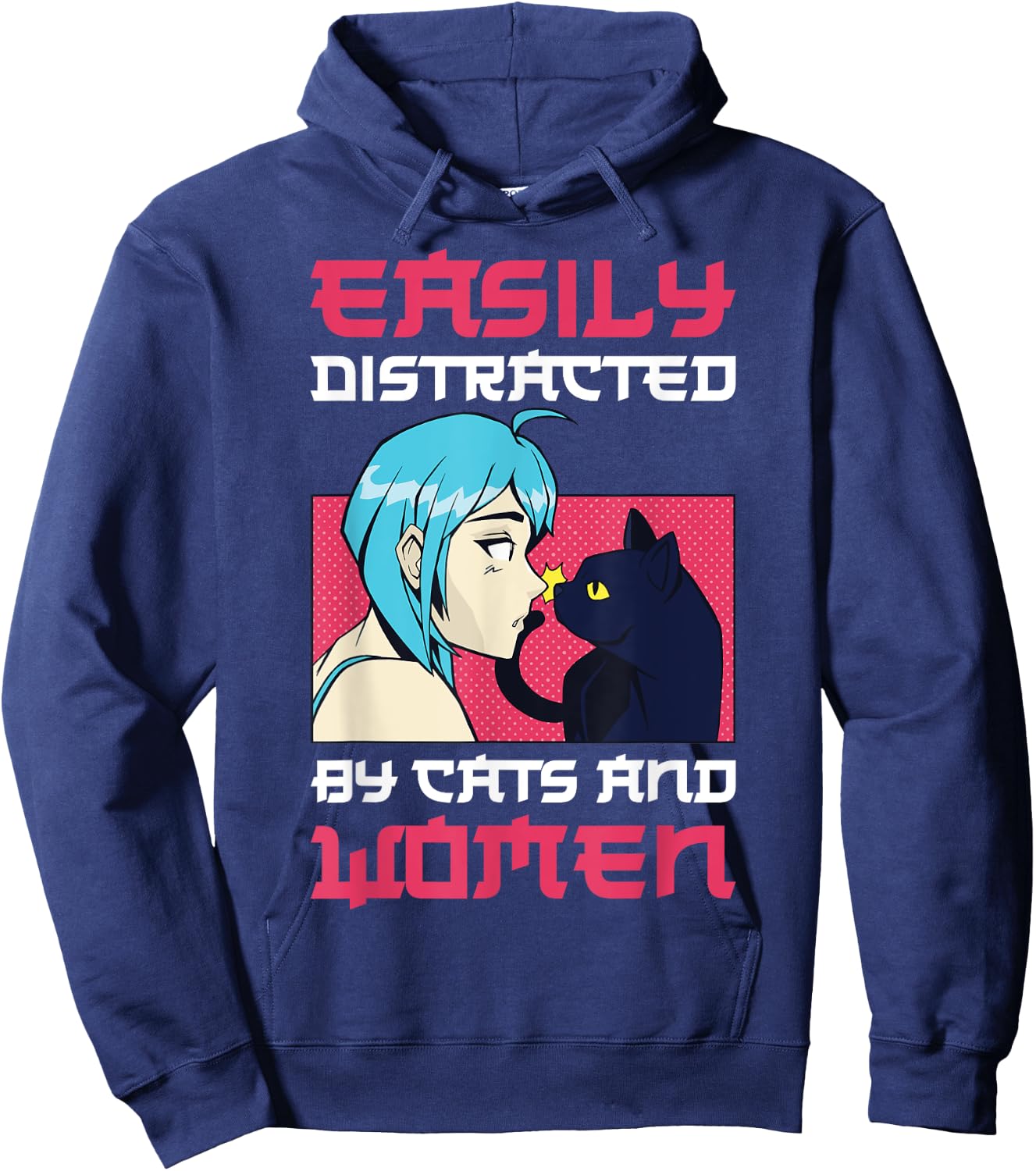 Easily Distracted By Cats And Women Lesbian Hoodie - Hoodie | Navy