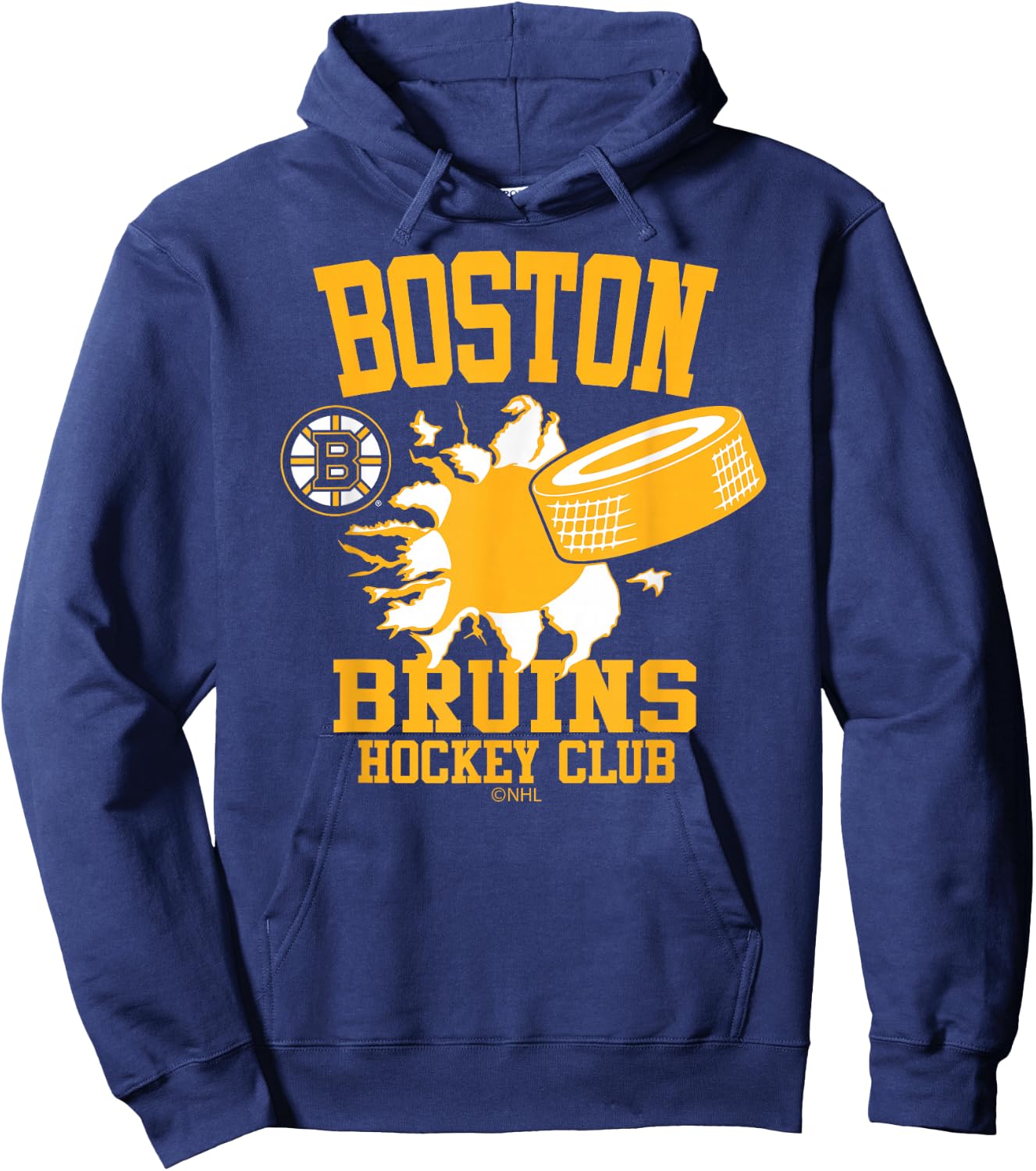 Boston Bruins Hockey Puck Burst Black Officially Licensed Hoodie - Hoodie | Navy