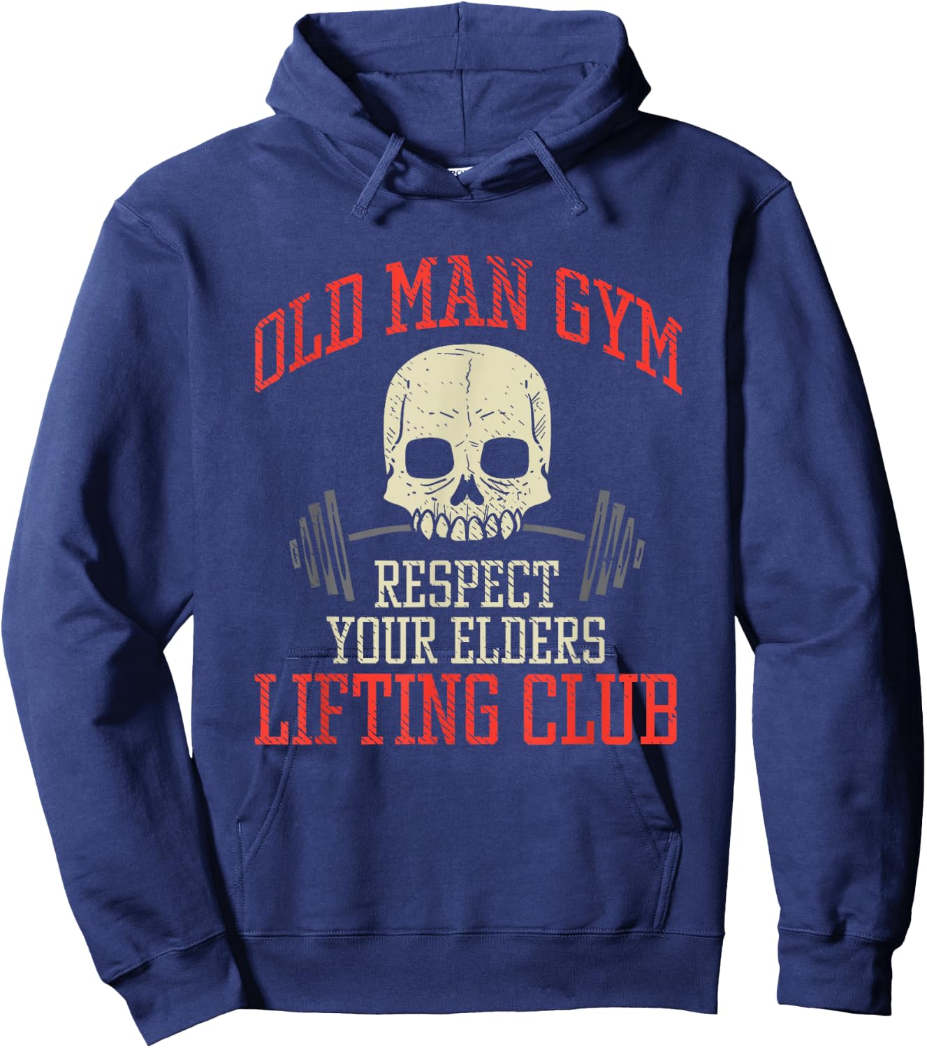 Old Man Gym Fitness Deadlifting Weightlifting Powerlifting Hoodie - Hoodie | Navy