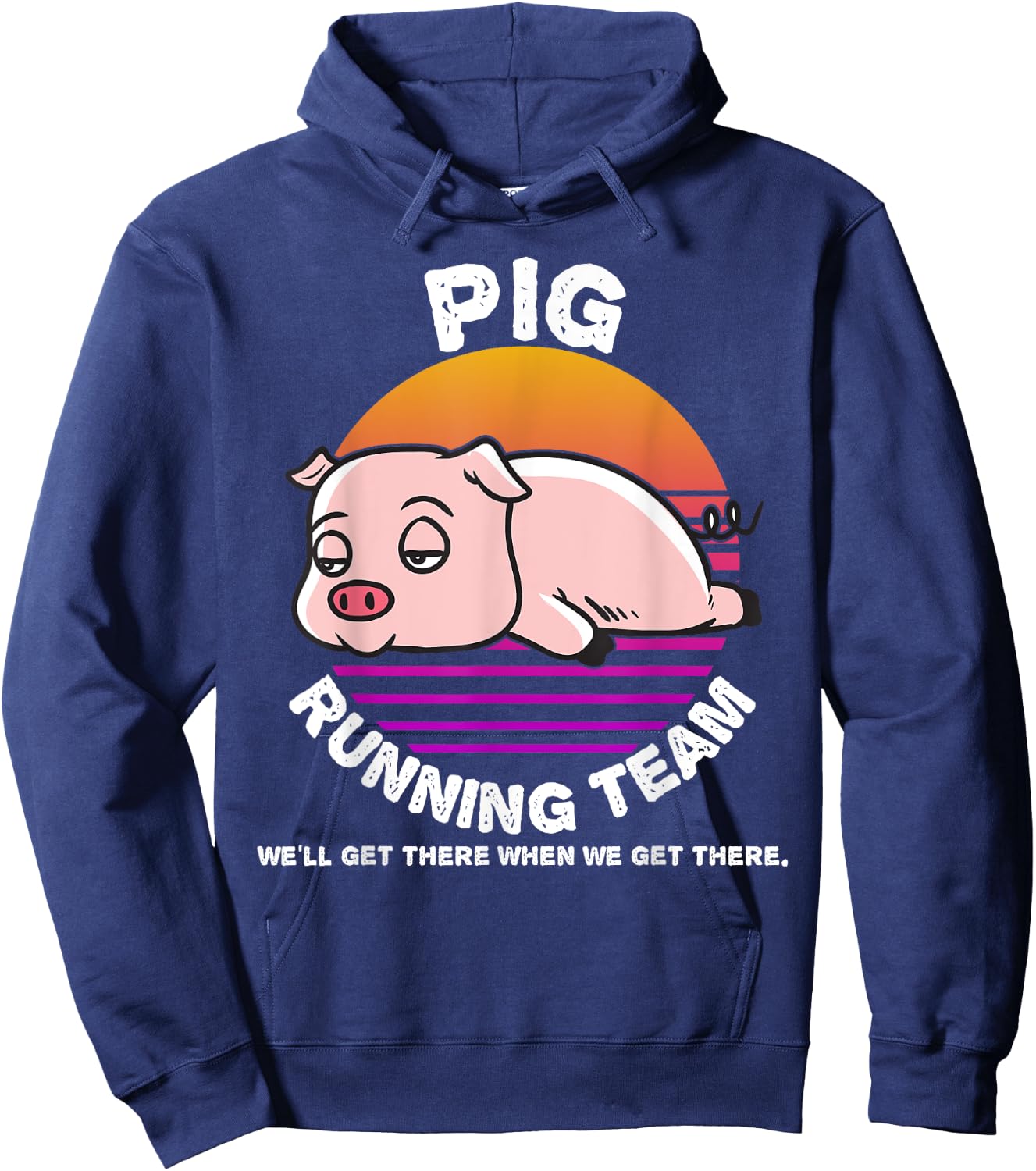 Funny Farm Pig Running Team Shirt Kids Men Women Gift Hoodie - Hoodie | Navy