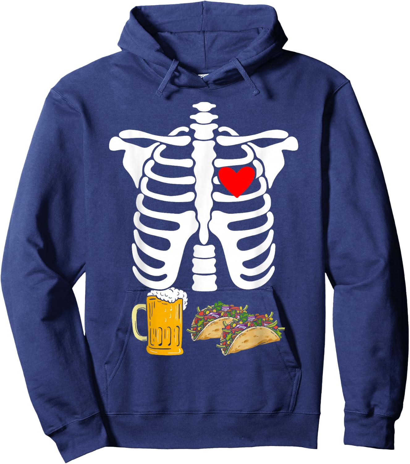 Rib Cage Skeleton X-Ray Drink Beer Taco Halloween Costume Hoodie - Hoodie | Navy