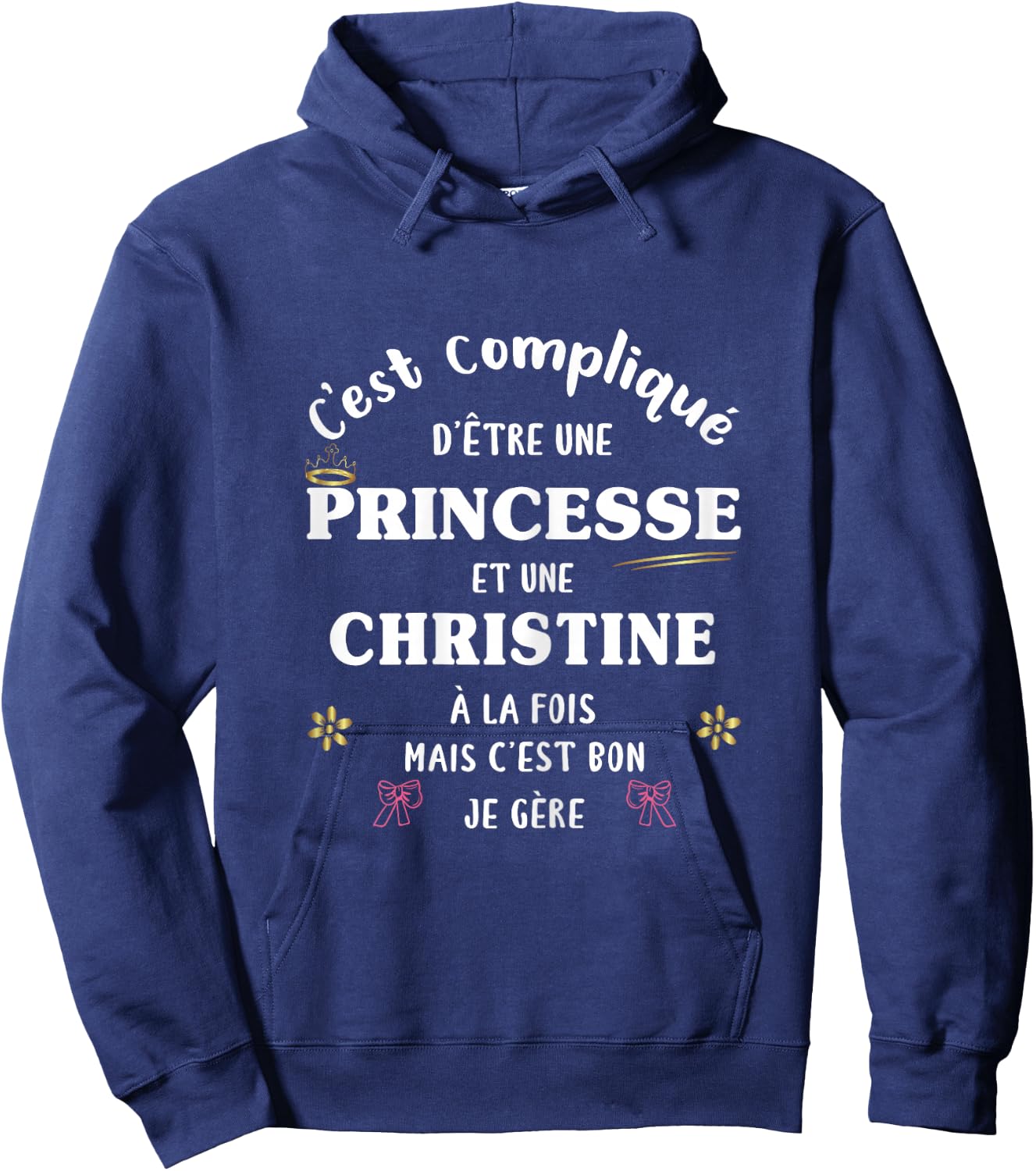 Women's Princess Humour Gift Personalised Christine Name Hoodie - Hoodie | Navy