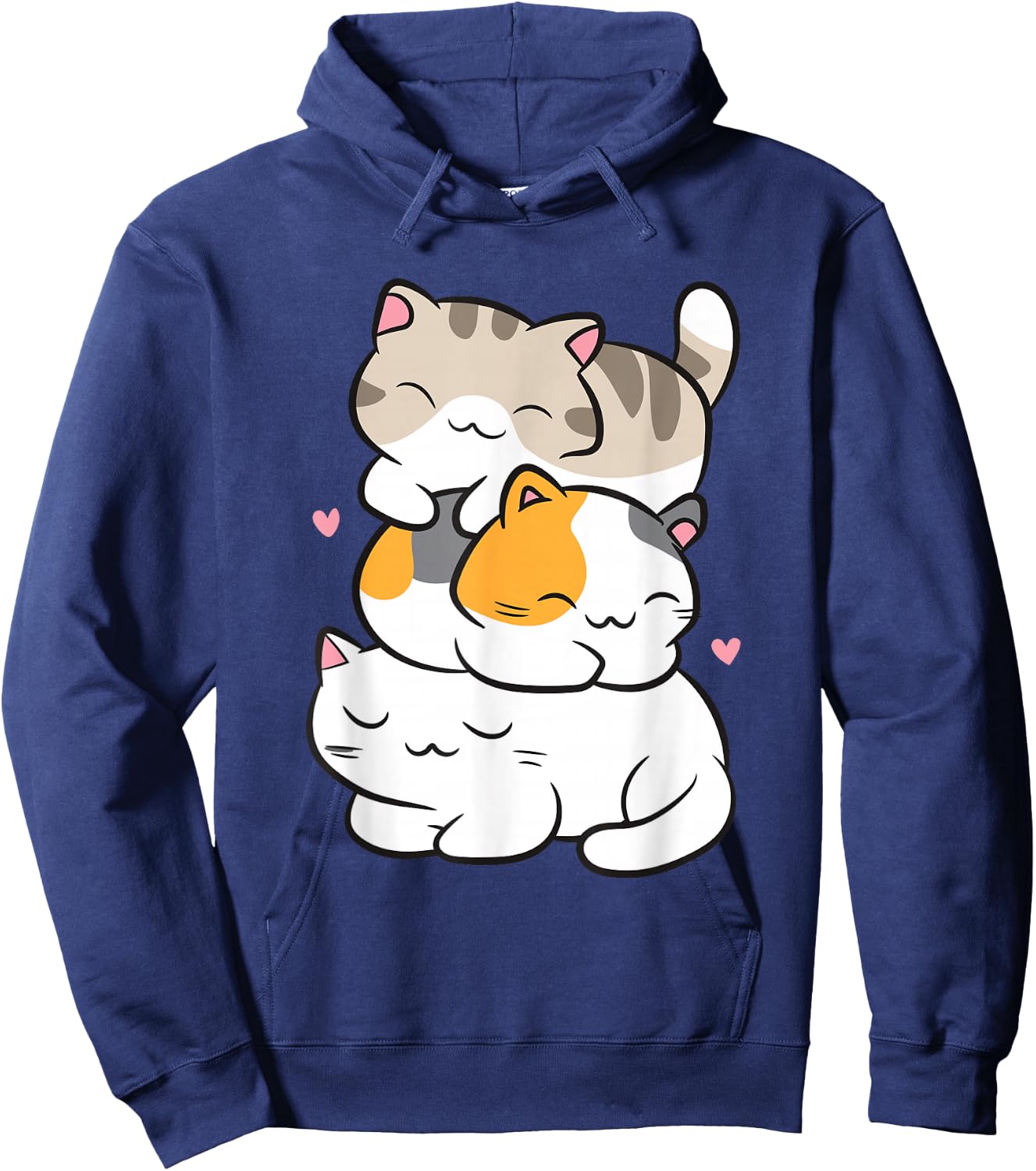Kawaii Cat Sleeping Cat Lovers Cute Cat , black Hoodie - Hoodie | Navy