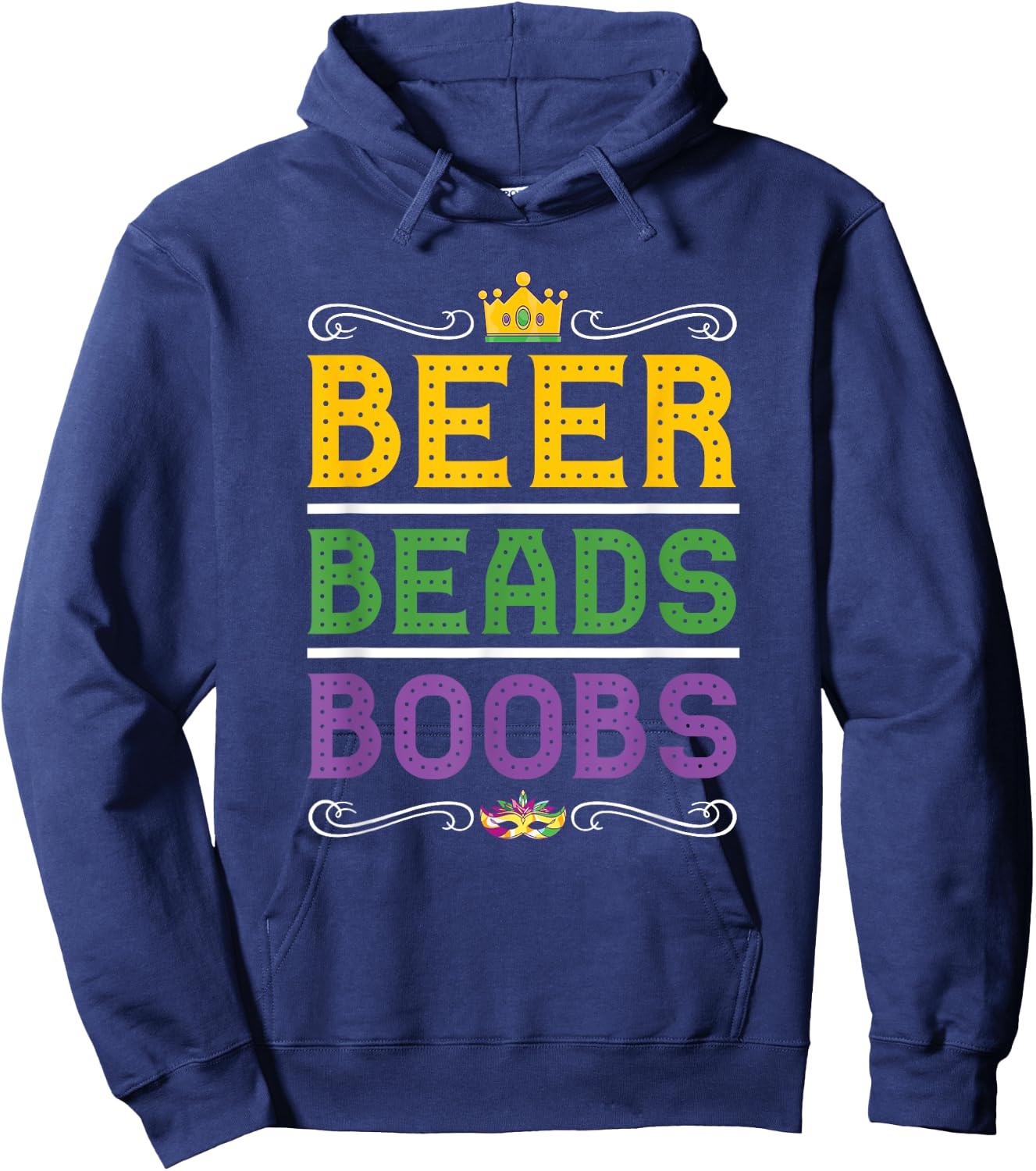 Beer Bead Boobs Funny Carnival Party Men Gift Mardi Gras Hoodie - Hoodie | Navy