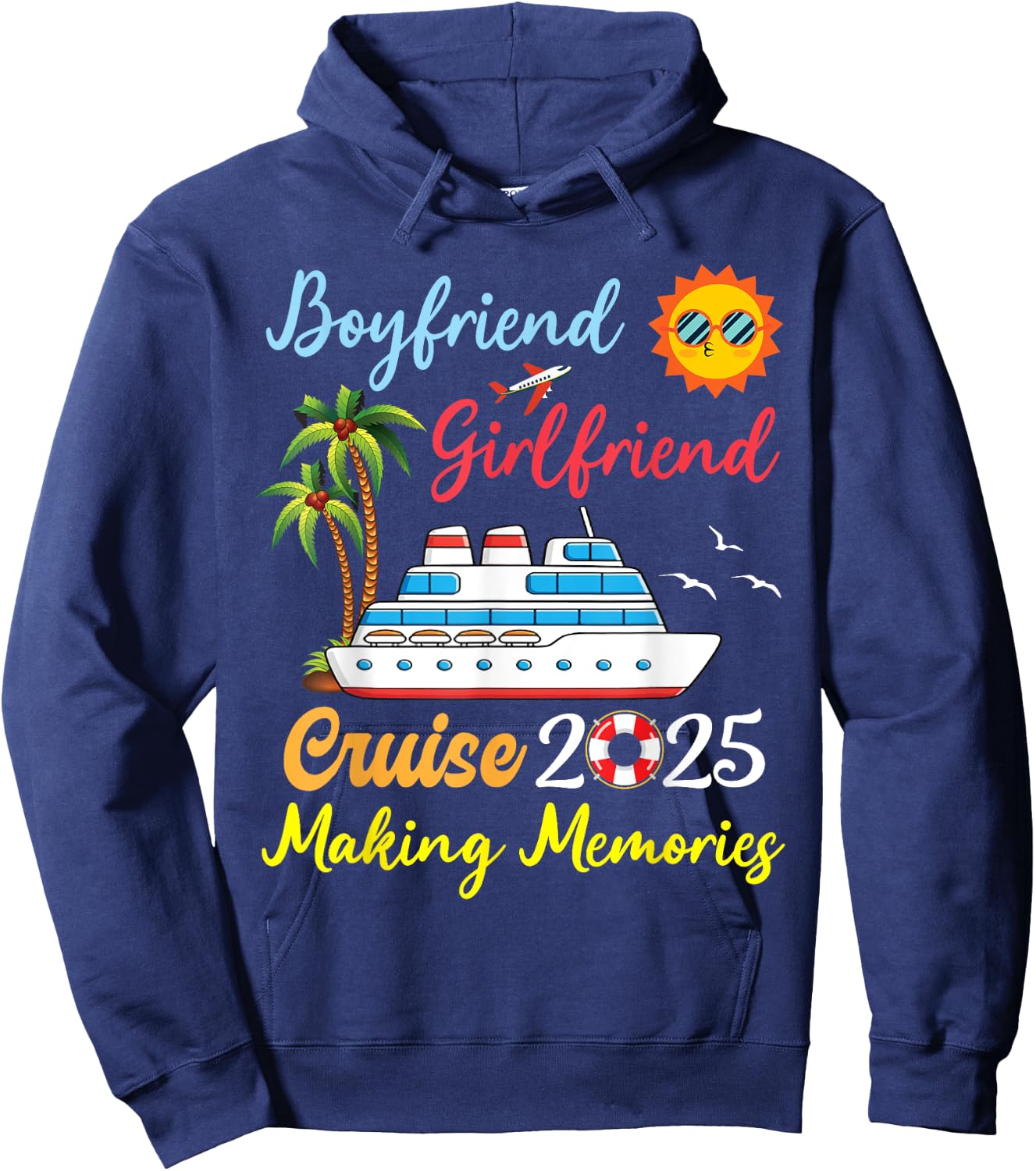 Boyfriend Girlfriend Cruise 2025 Making Memories Vacation Hoodie - Hoodie | Navy