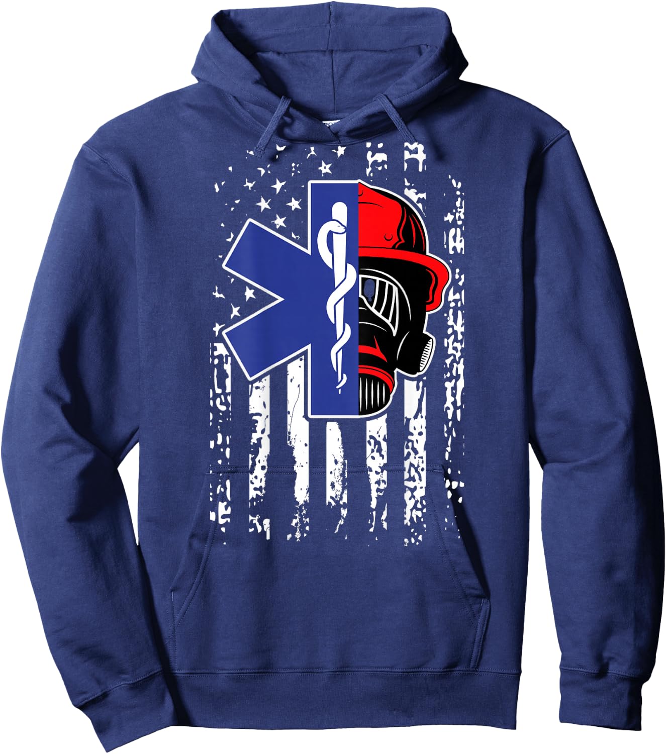 EMT Firefighter Paramedic Firefighter Gift EMS Back Print Hoodie - Hoodie | Navy