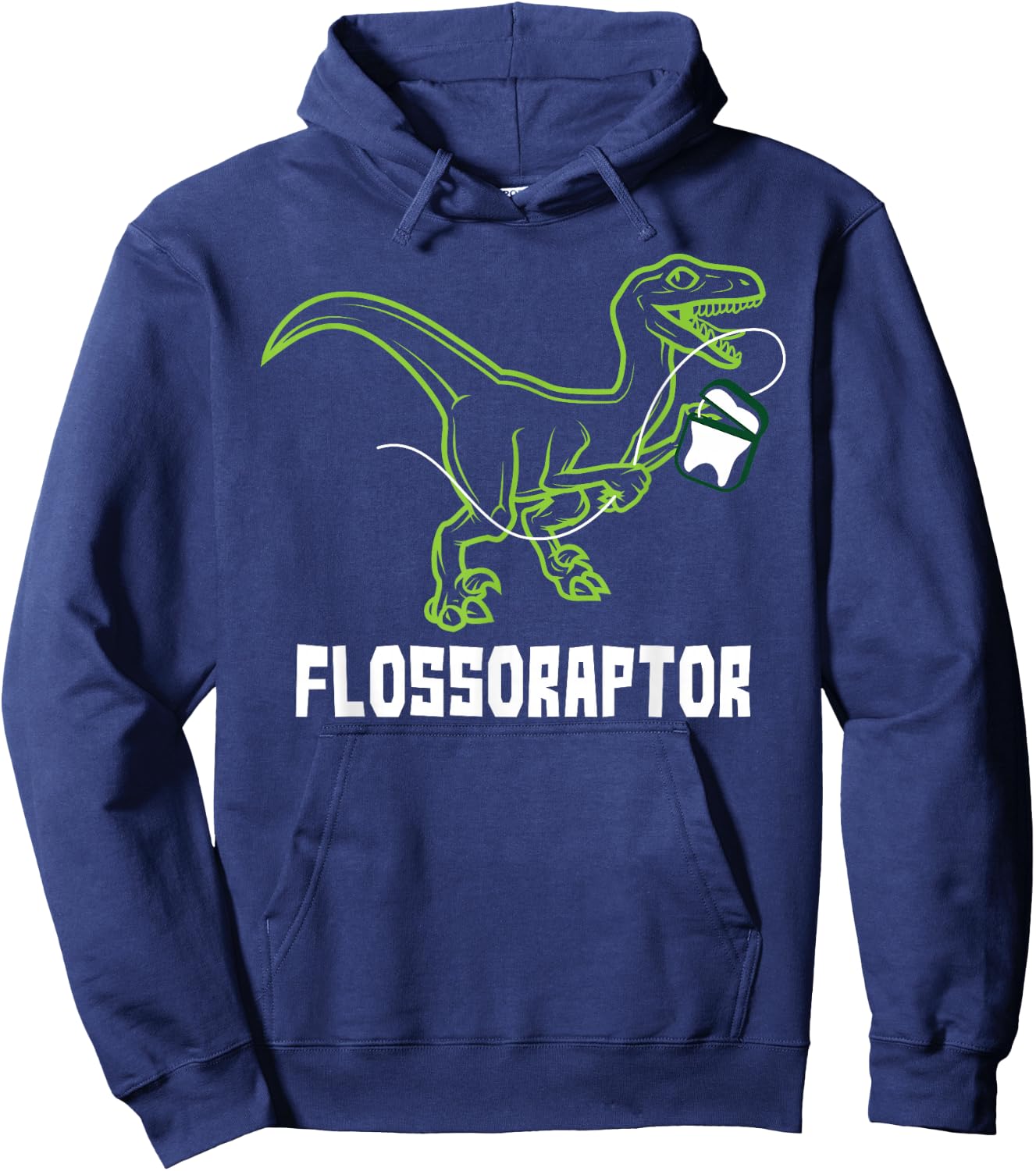 Flossoraptor Dinosaur Funny Pediatric Dentist Hoodie - Hoodie | Navy