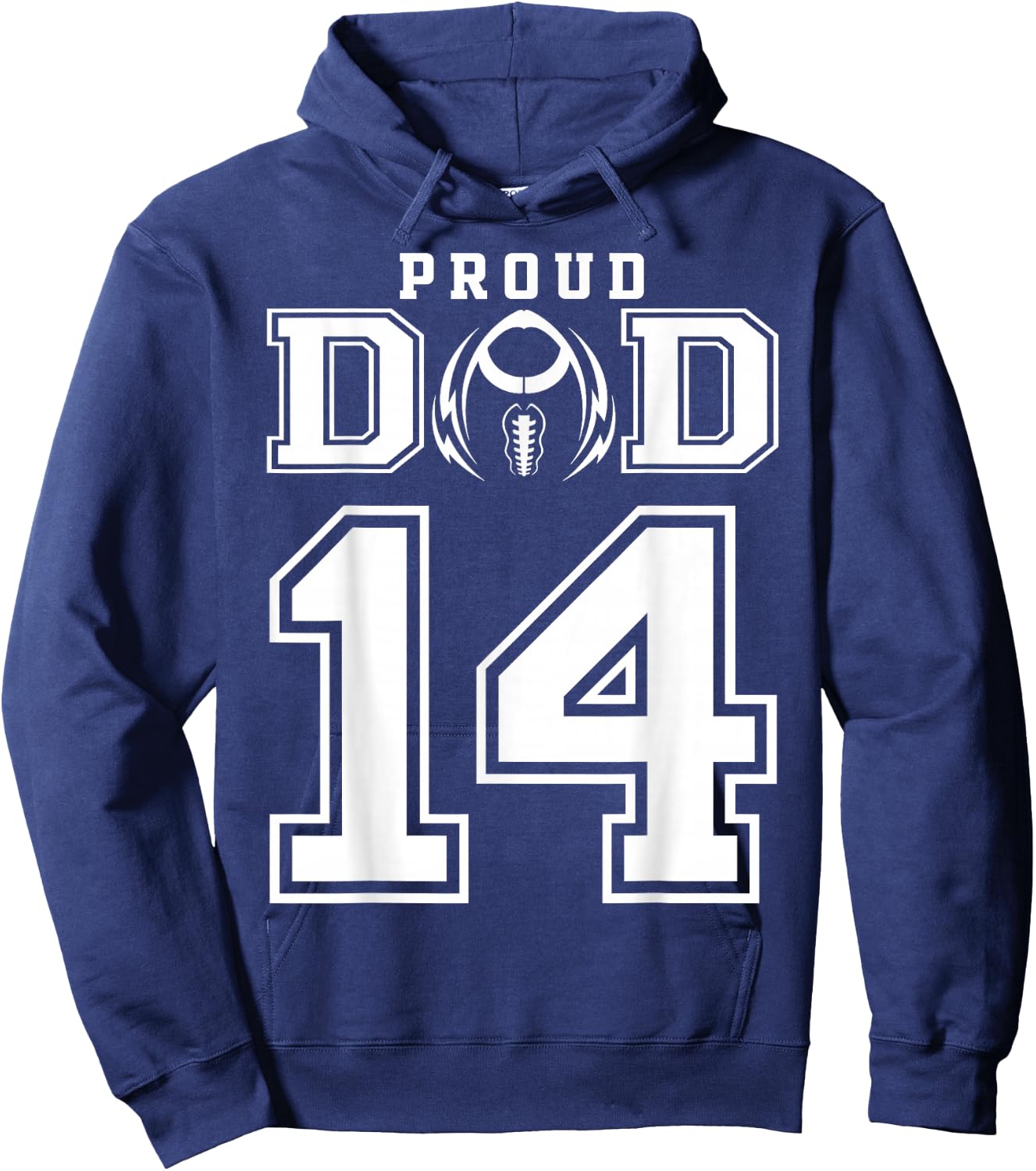 Custom Proud Football Dad Number 14 Personalized Hoodie - Hoodie | Navy