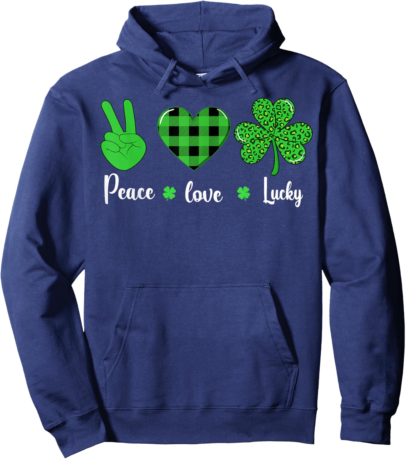 St Patricks day Shamrock leopard lucky love Irish women kids Hoodie - Hoodie | Navy