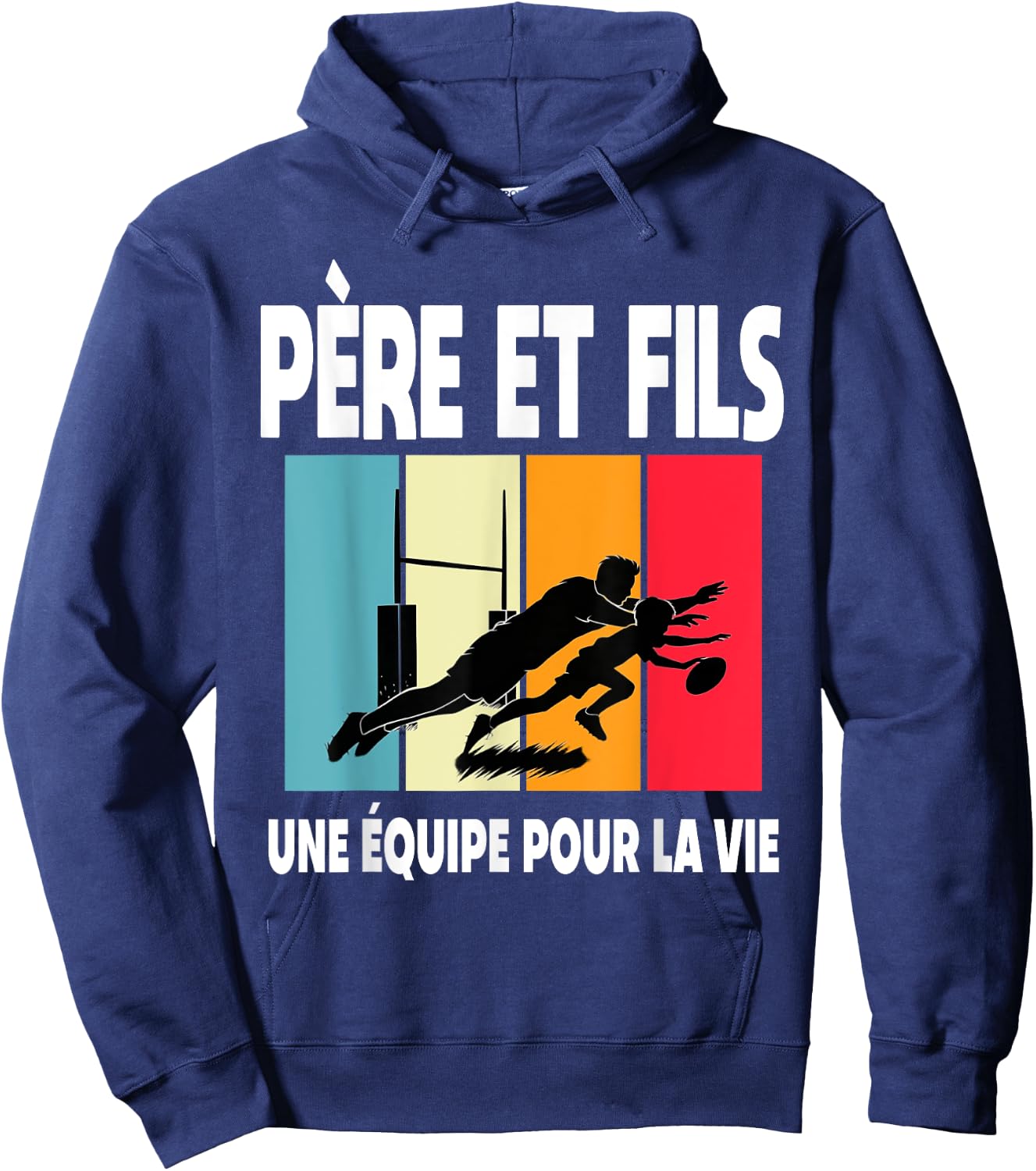 Père Et Fils Rugby Papa Rugbyman Vintage Fête Des Pères Hoodie - Hoodie | Navy