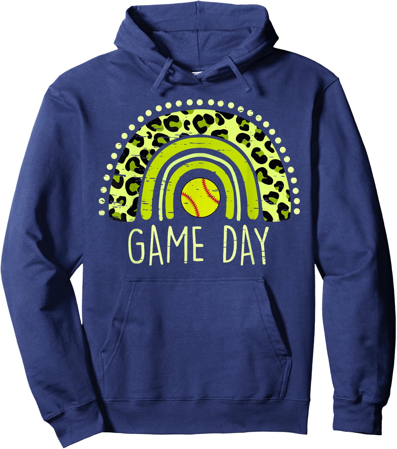 Game Day Baseball Life Softball Life Mom Leopard Rainbow Hoodie - Hoodie | Navy