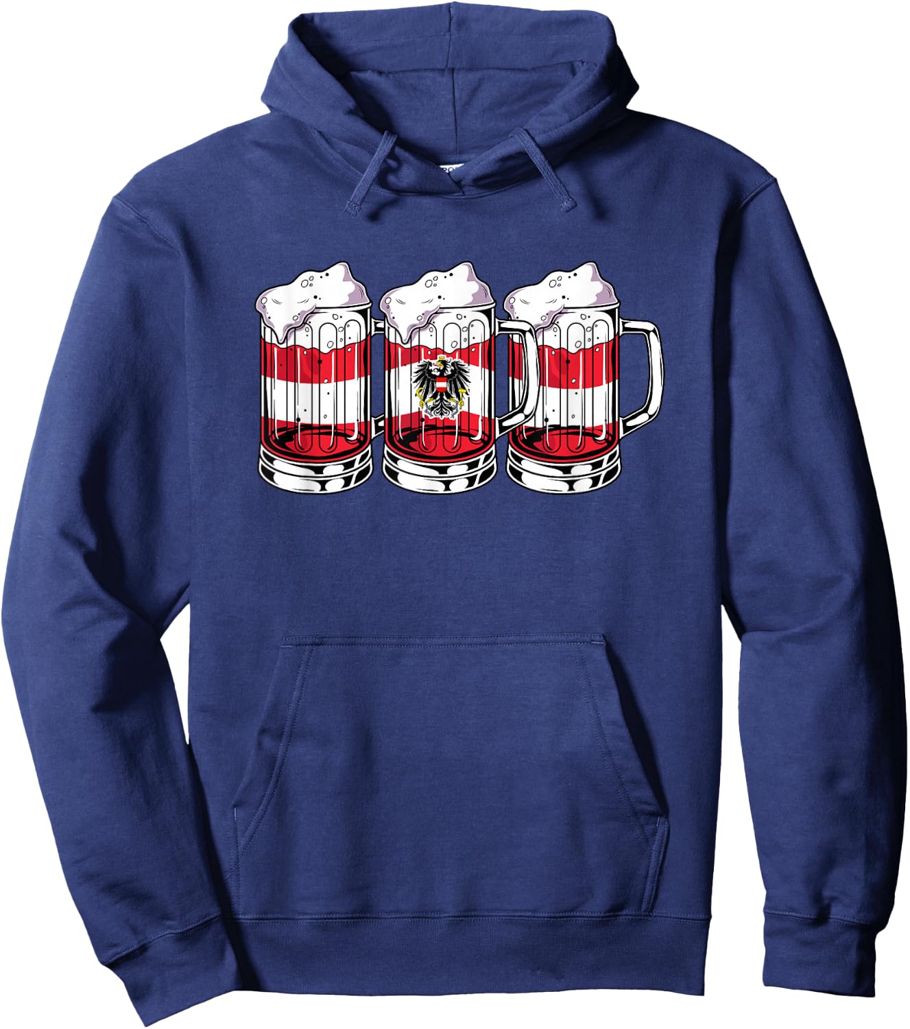 Austria Football Championship 2024 Beer Drinker Fan Item , black Hoodie - Hoodie | Navy