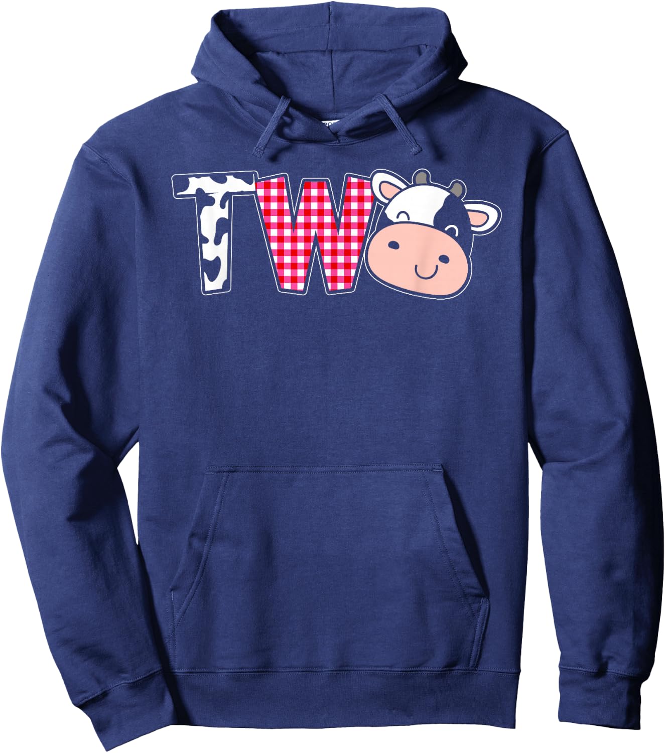 Second Birthday Girl Cow Farm, 2nd Birthday Cow 2 Toddler Hoodie - Hoodie | Navy